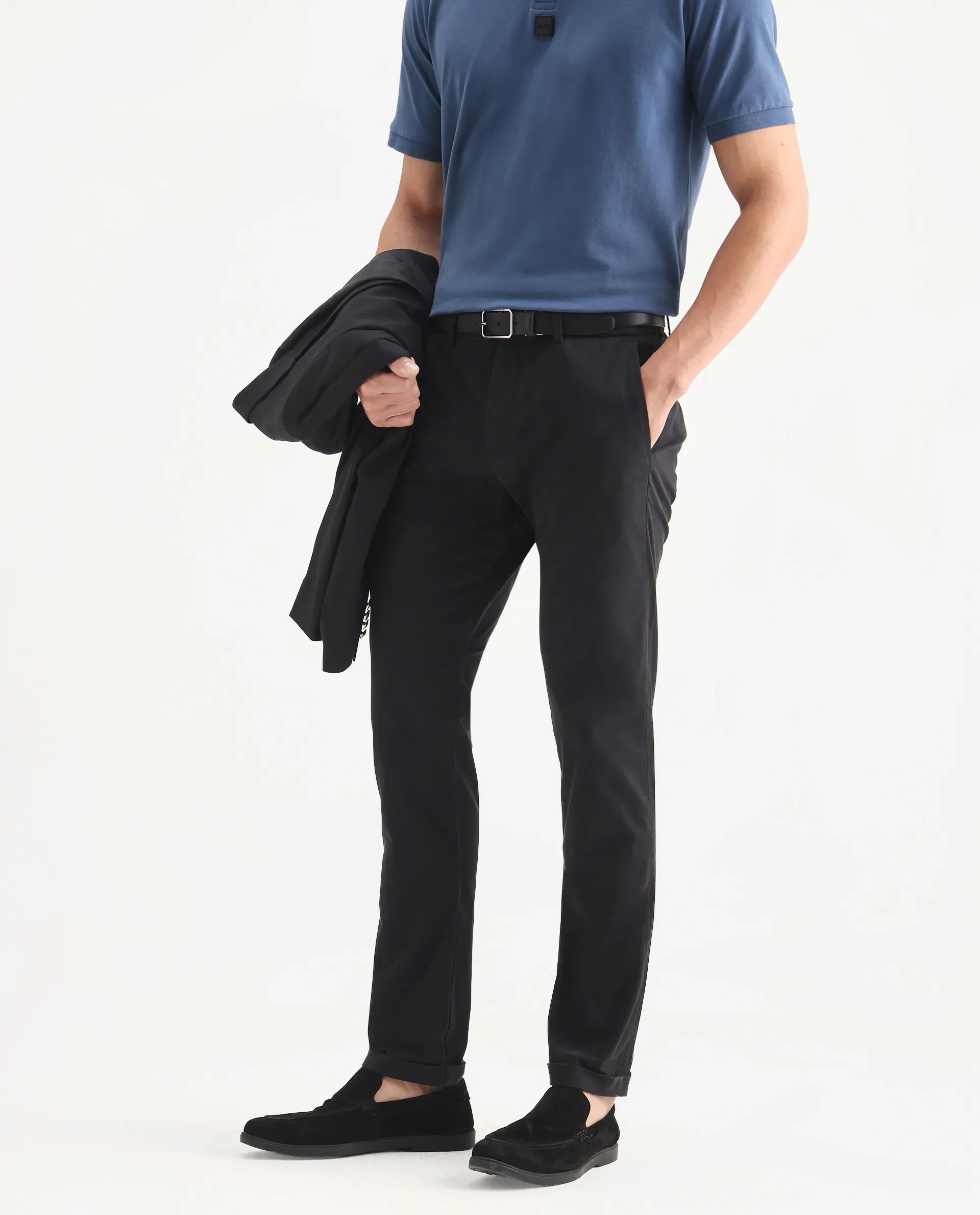 Rare Rabbit Men's Trews-22 Black Cotton Plain Regular Fit Trouser - Image 2