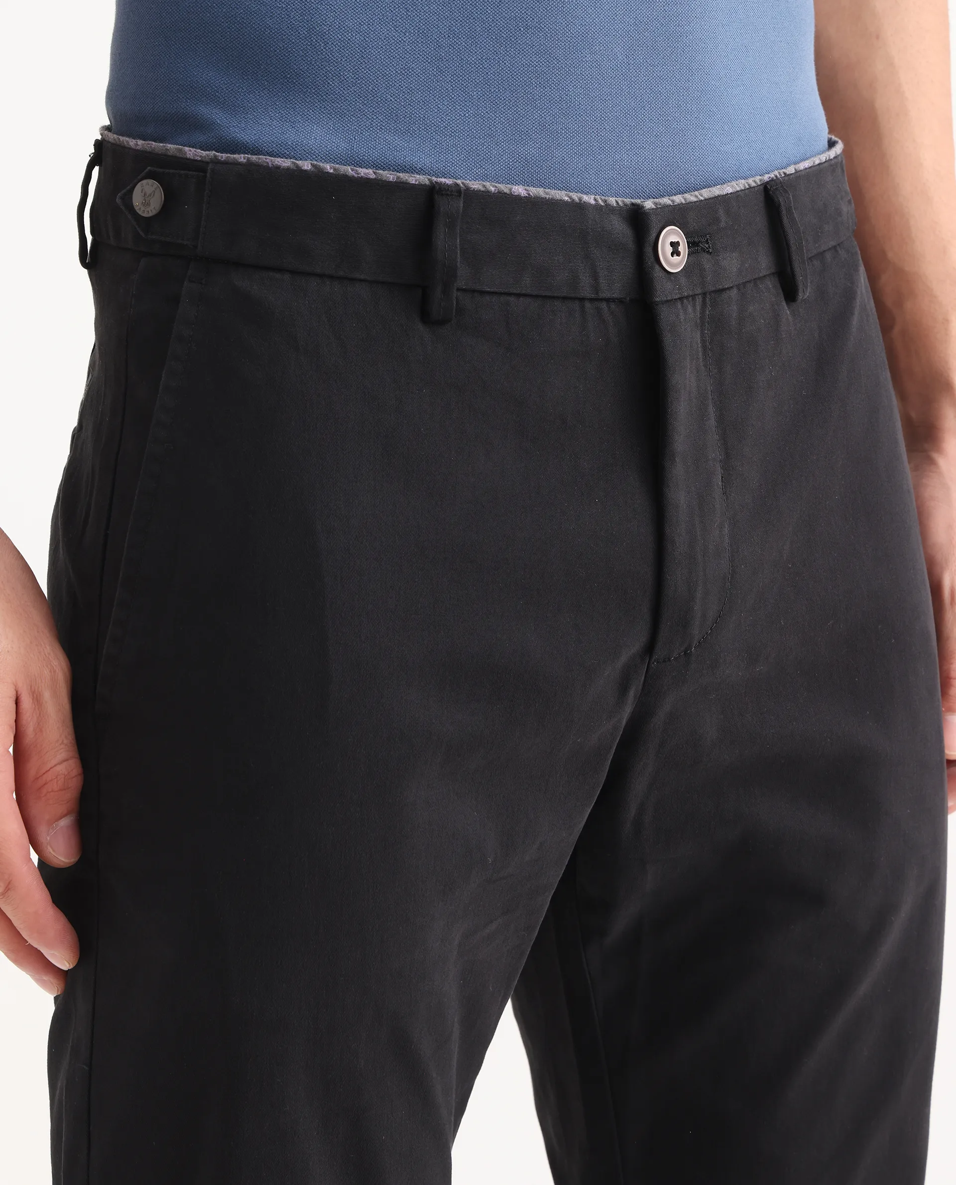 Rare Rabbit Men's Trews-22 Black Cotton Plain Regular Fit Trouser - Image 3