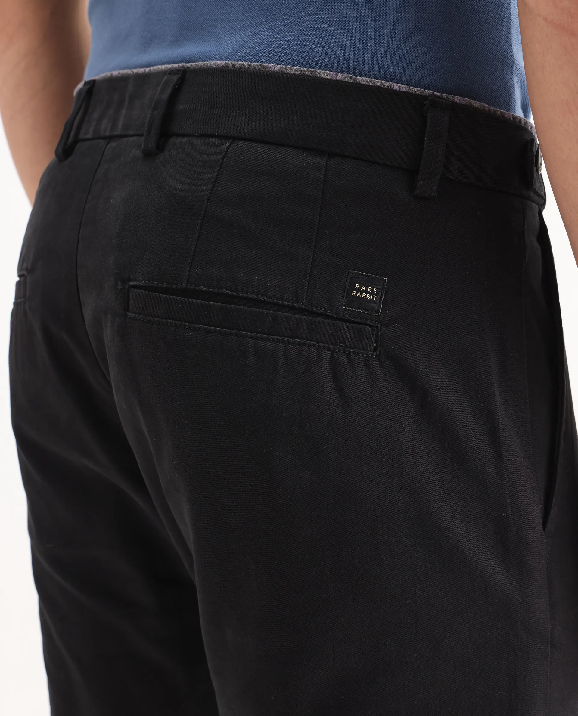 Rare Rabbit Men's Trews-22 Black Cotton Plain Regular Fit Trouser - Image 7