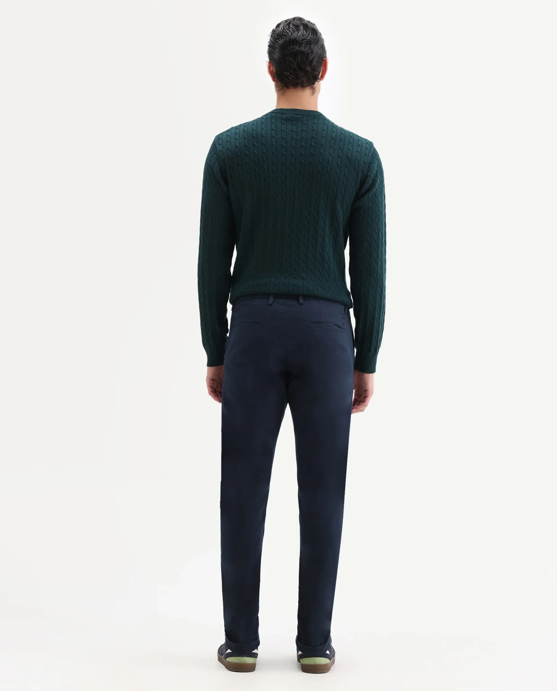 Rare Rabbit Men's Trews-22 Blue Cotton Plain Regular Fit Trouser - Image 9