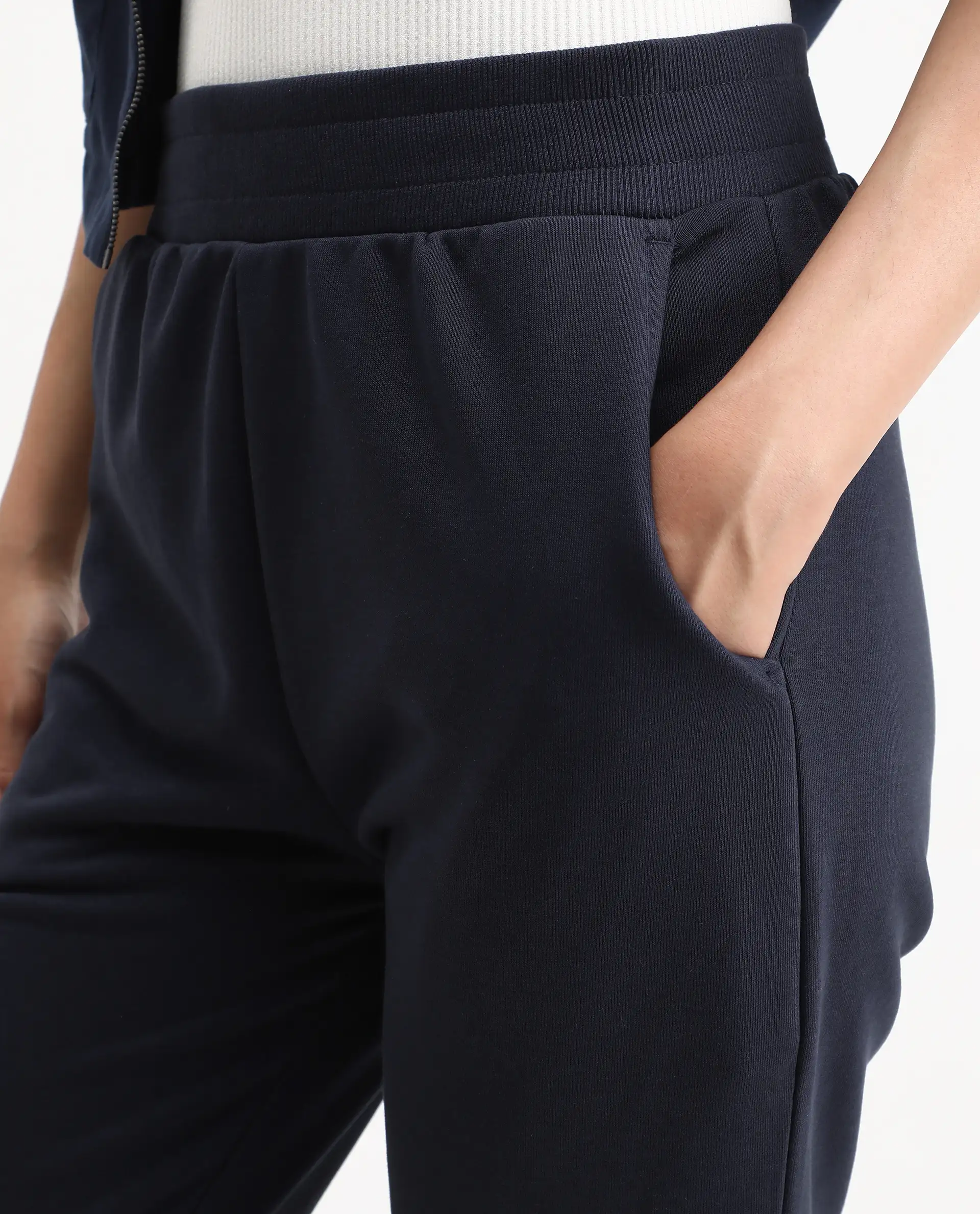 Rareism Women's Tribon Navy Cotton Blend Straight Fit Track Pant - Image 3