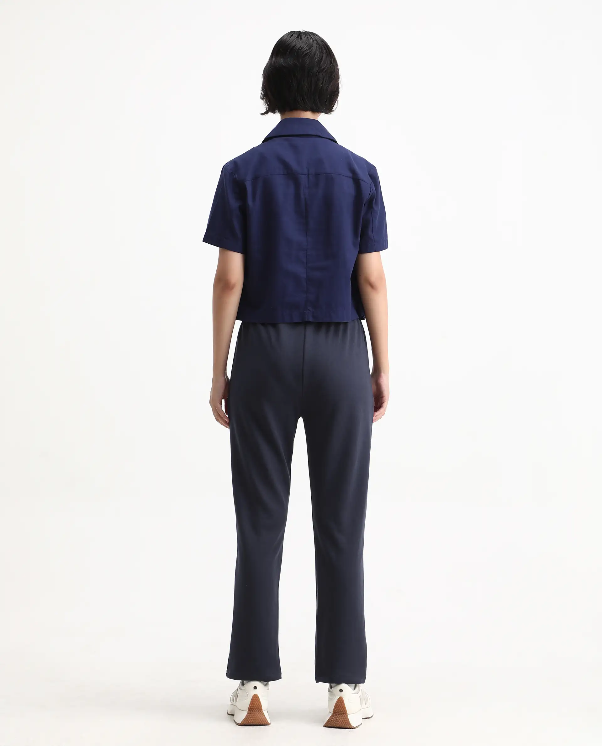Rareism Women's Tribon Navy Cotton Blend Straight Fit Track Pant - Image 9