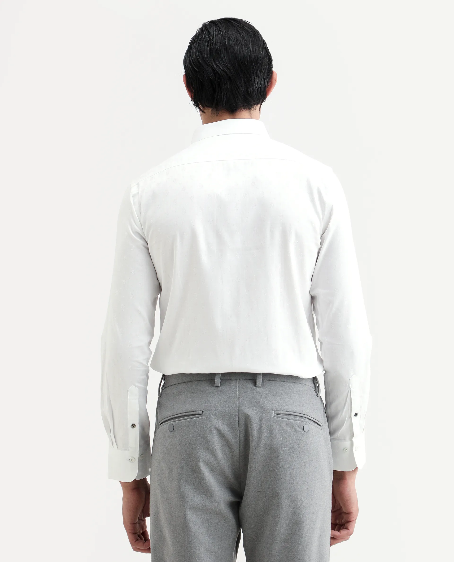 Rare Rabbit Men's Trica White Cotton Plain Regular Fit Full Sleeve Collared Shirt - Image 7