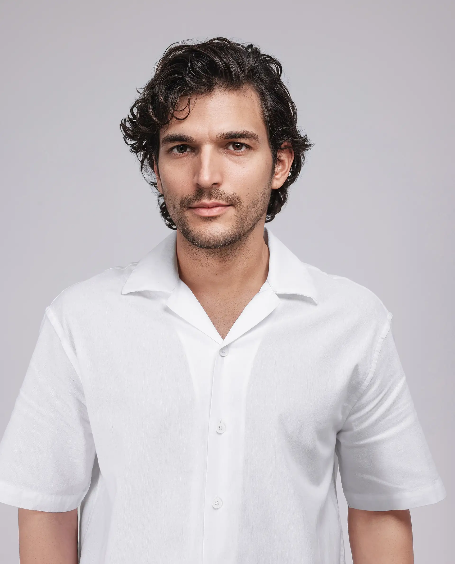 Rare Rabbit Men's Tirk White Cotton Embroidered Boxy Fit Half Sleeve Cuban Collar Shirt - Image 8