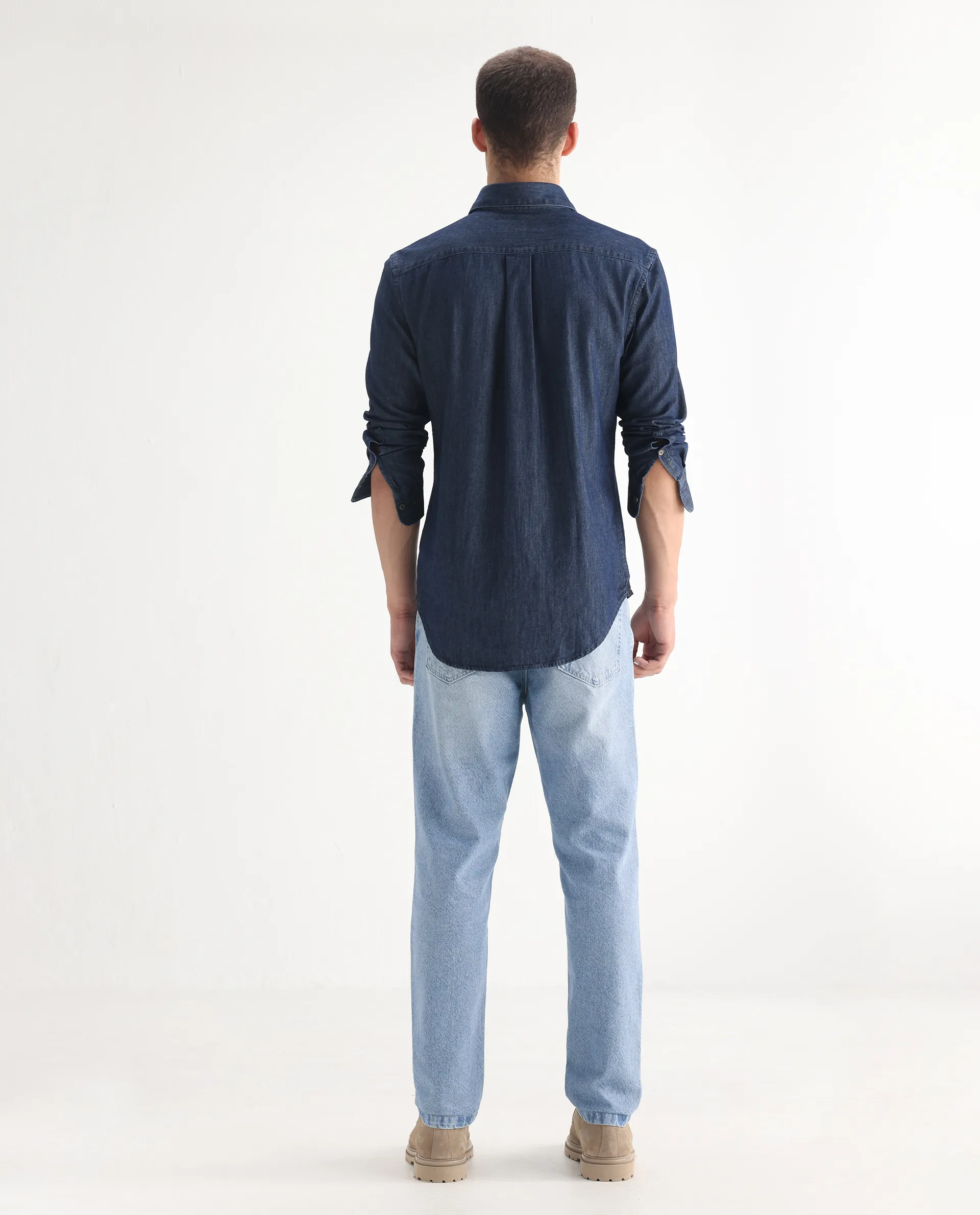 Rare Rabbit Mens Trika Light Blue Cotton Mid Wash Solid Regular Fit Jeans - Image 9