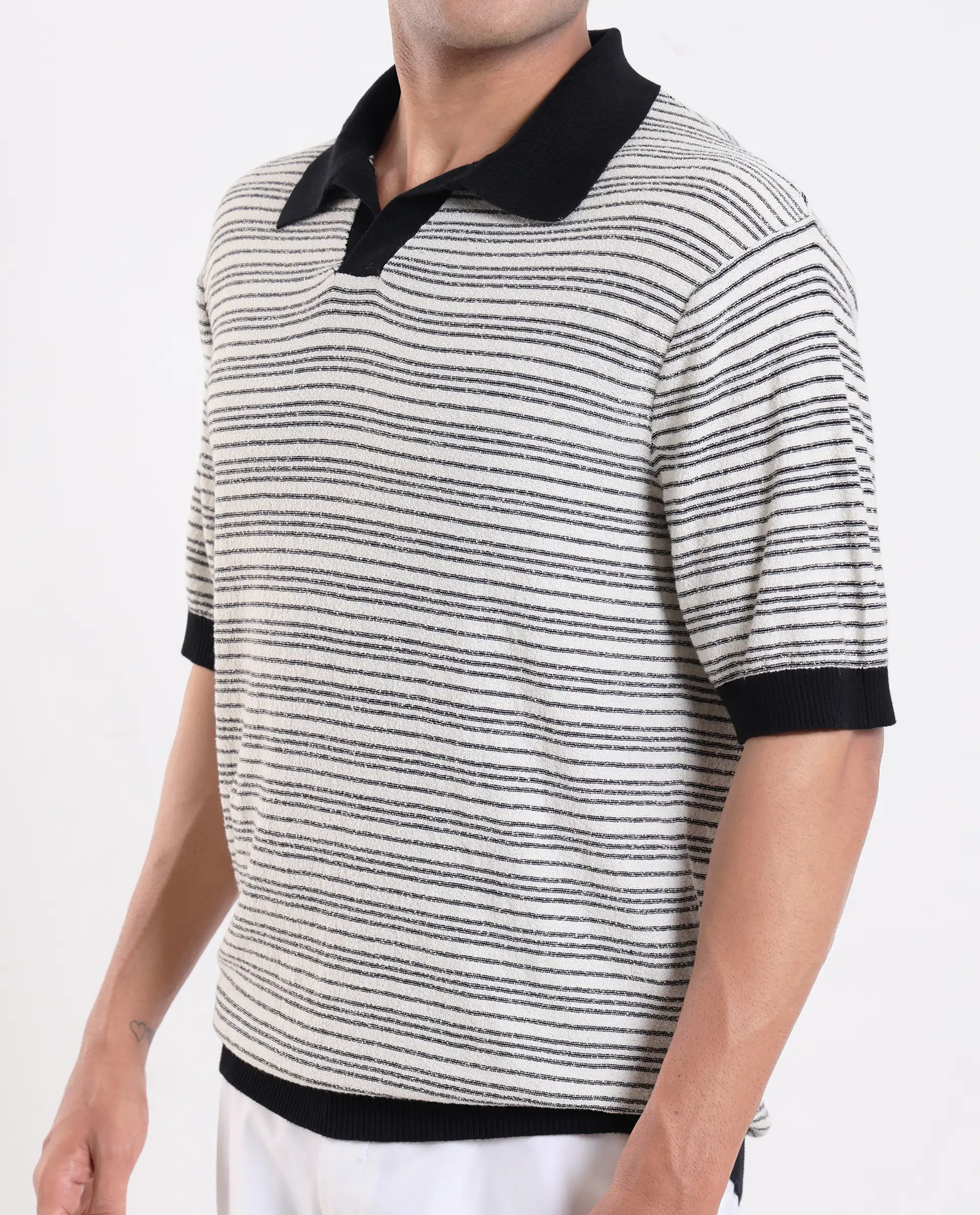 Rare Rabbit Men's Trin - Black Cotton Plain Regular Fit Half Sleeve Polo - Image 3