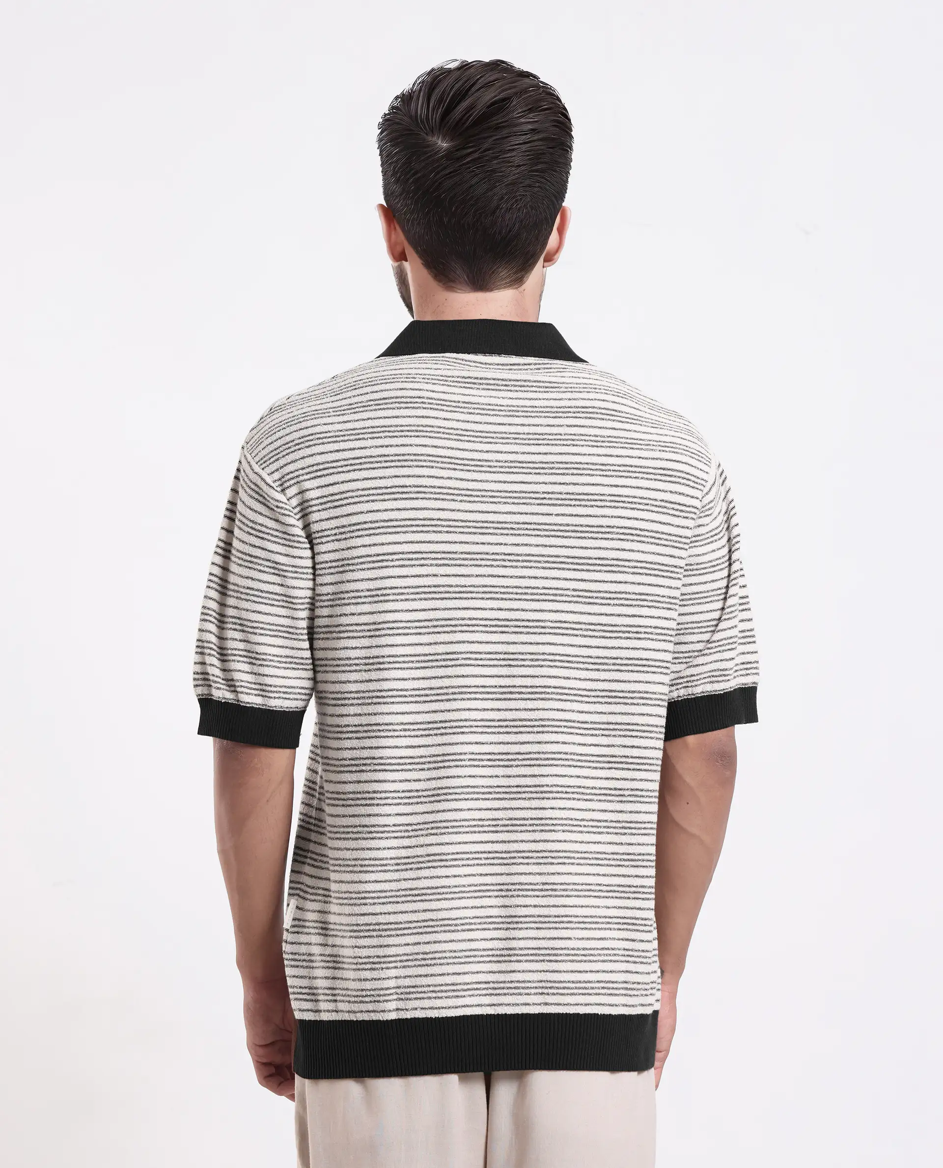 Rare Rabbit Men's Trin - Black Cotton Plain Regular Fit Half Sleeve Polo - Image 7