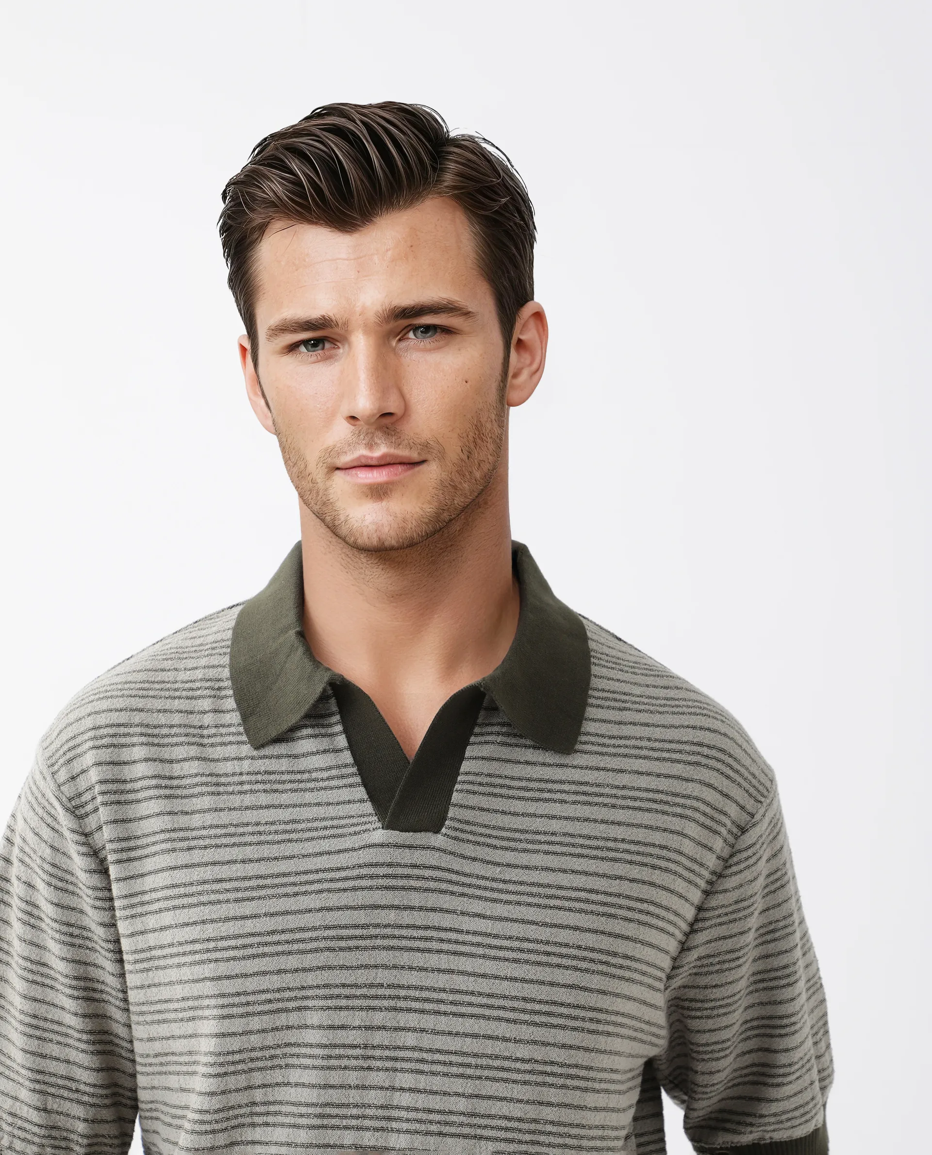 Rare Rabbit Men's Trin Dark Olive Cotton Striped Print Regular Fit Half Sleeve Polo - Image 6