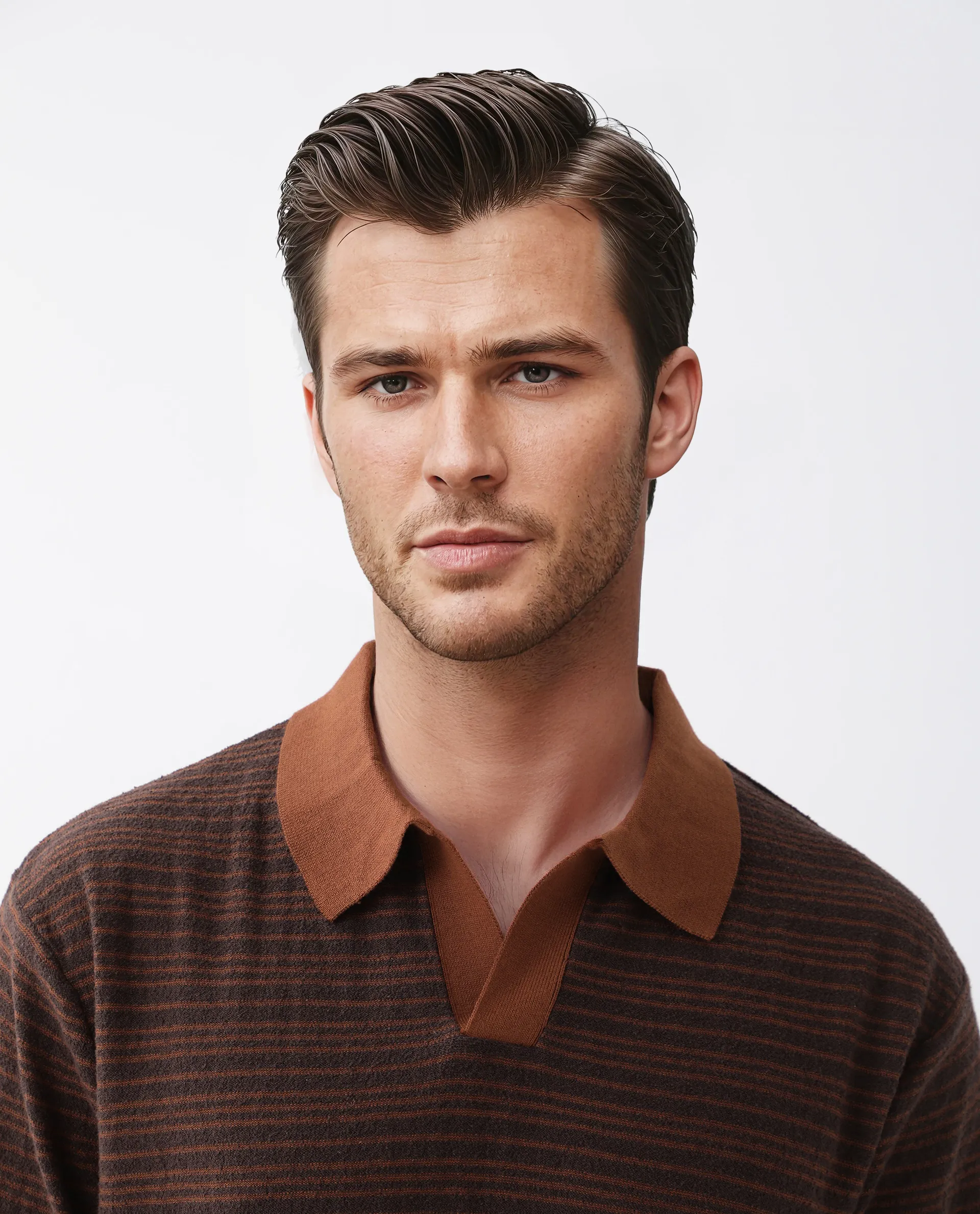 Rare Rabbit Men's Trin Rust Cotton Striped Print Regular Fit Half Sleeve Polo - Image 6