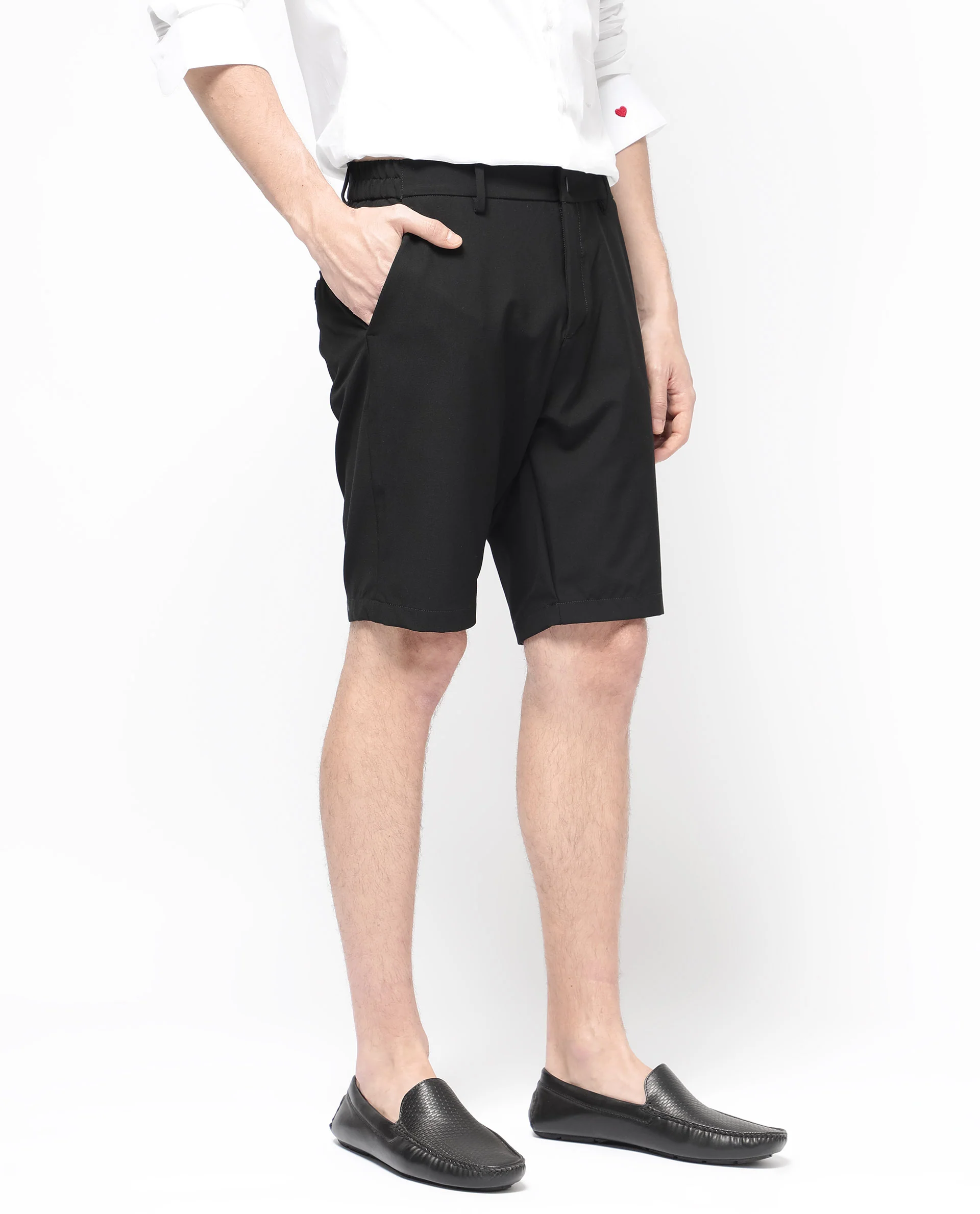 Rare Rabbit Men's Trip-1 Black Cotton Plain Regular Fit Shorts - Image 6
