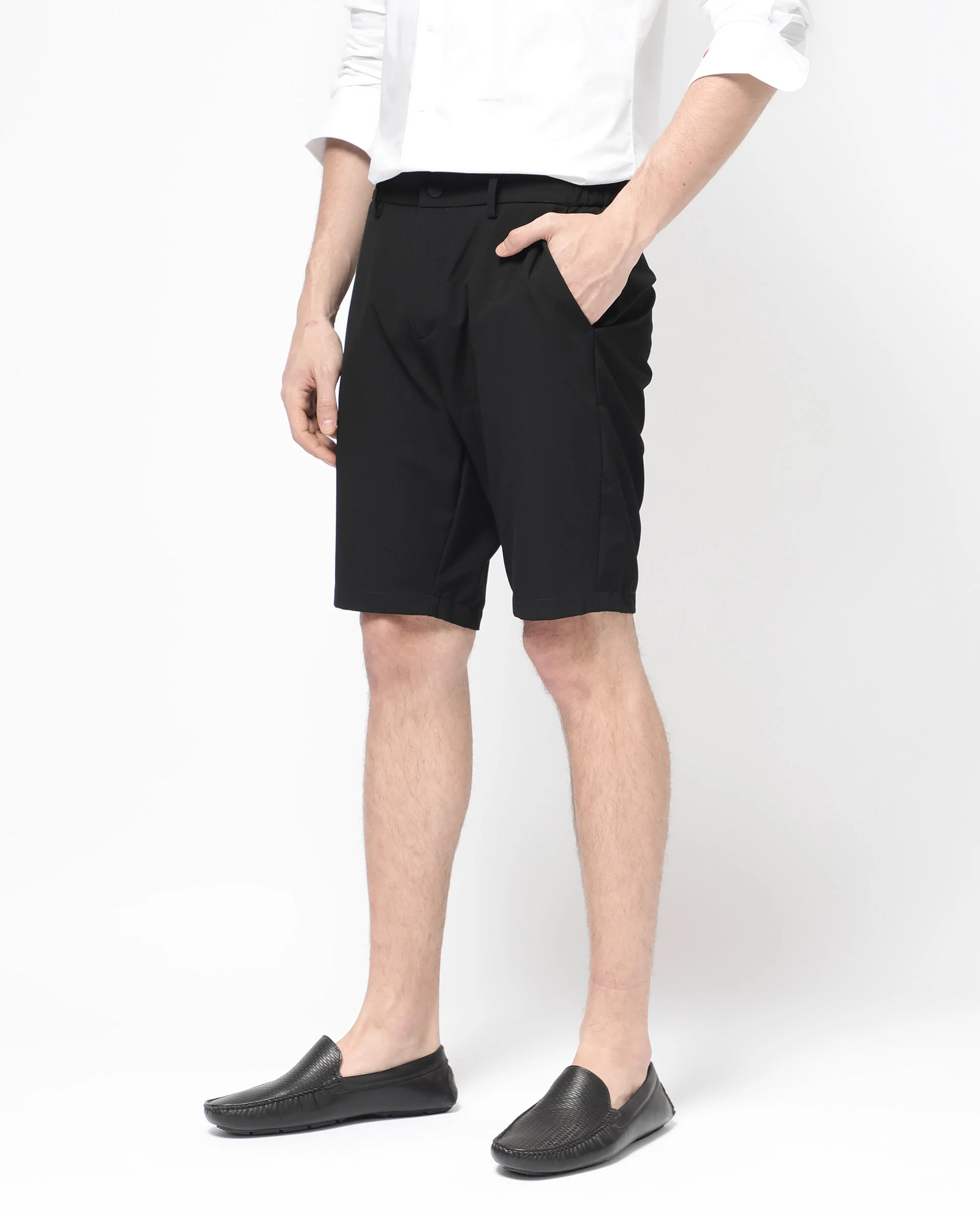 Rare Rabbit Men's Trip-1 Black Cotton Plain Regular Fit Shorts - Image 7