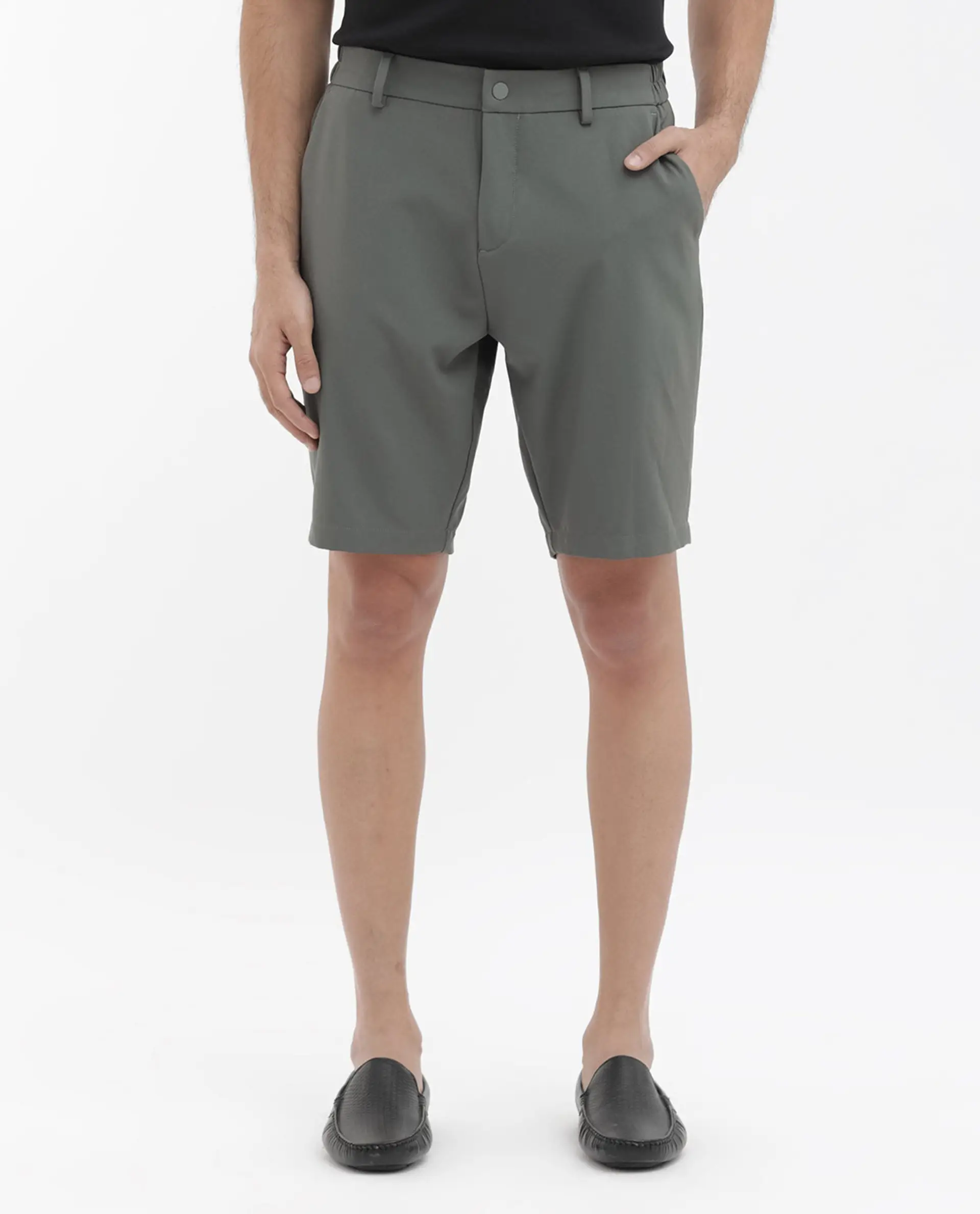 Rare Rabbit Men's Trip-1 Green Cotton Plain Regular Fit Shorts - Image 10