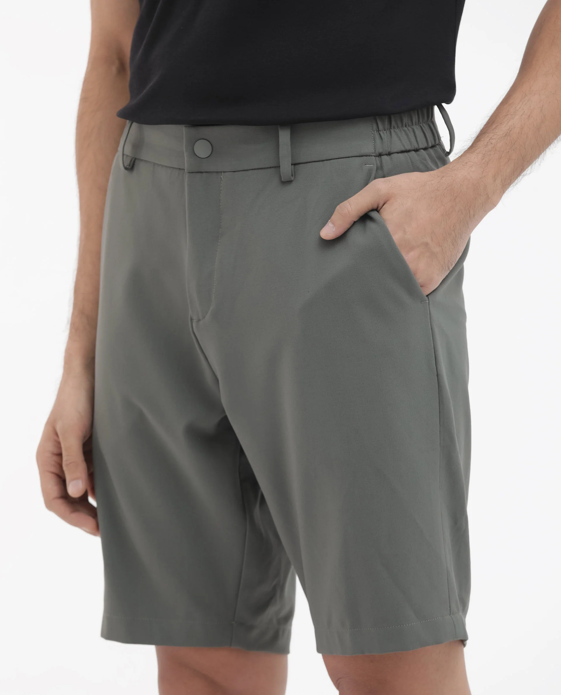 Rare Rabbit Men's Trip-1 Green Cotton Plain Regular Fit Shorts - Image 3