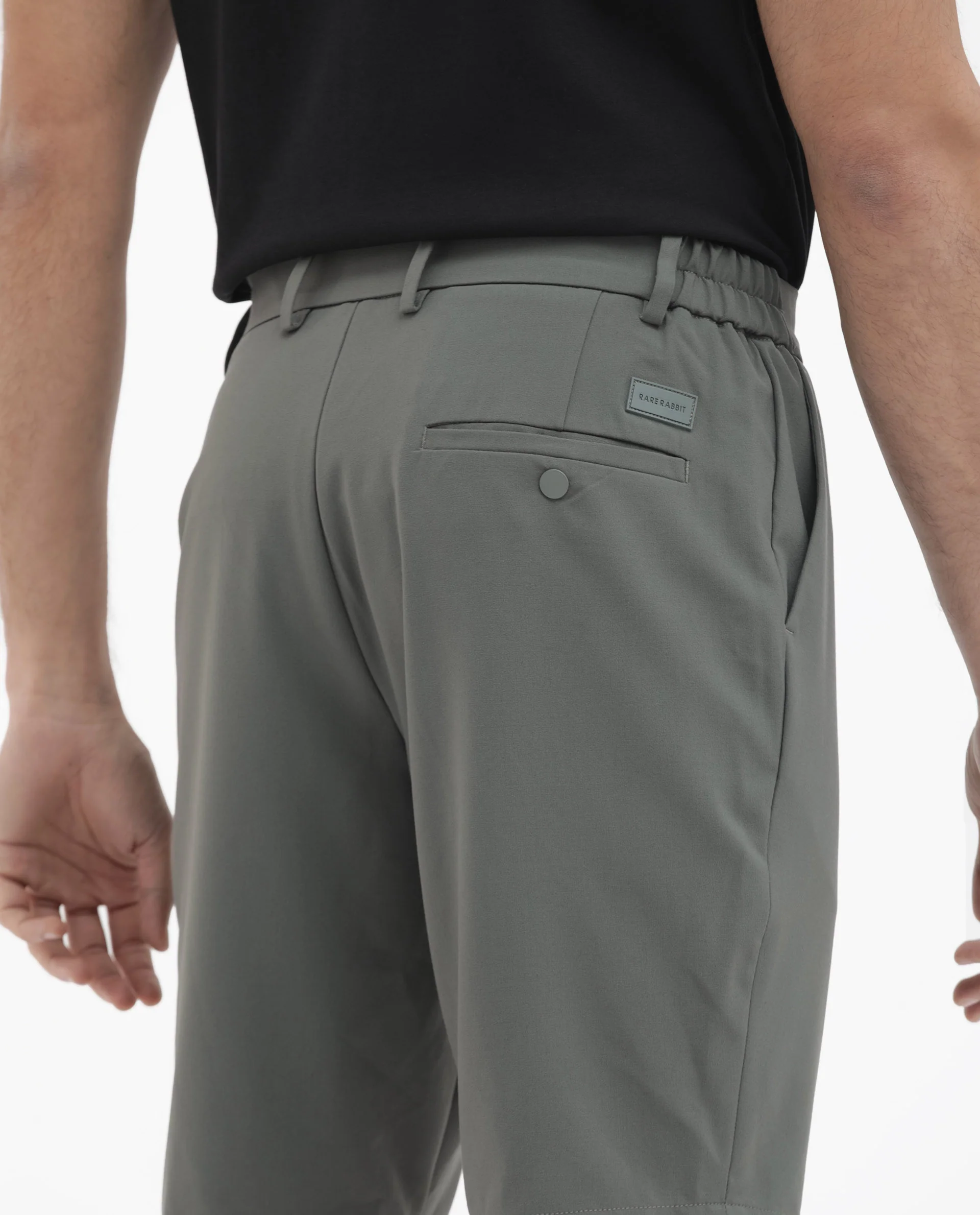 Rare Rabbit Men's Trip-1 Green Cotton Plain Regular Fit Shorts - Image 5