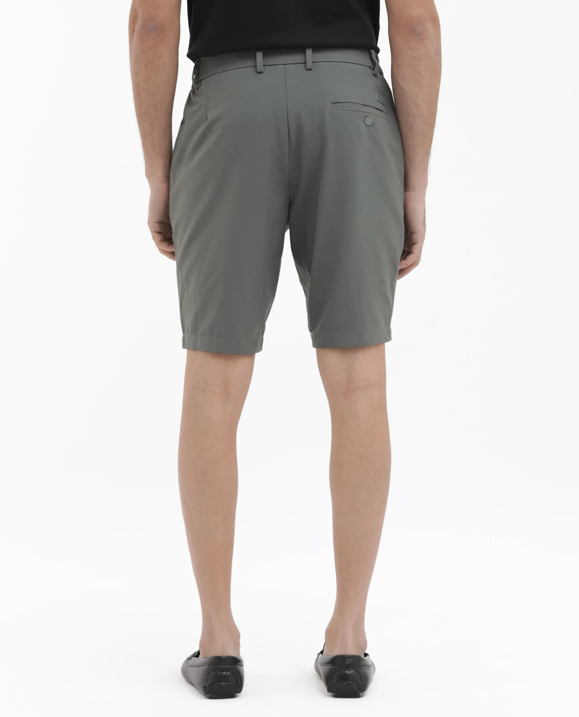 Rare Rabbit Men's Trip-1 Green Cotton Plain Regular Fit Shorts - Image 9