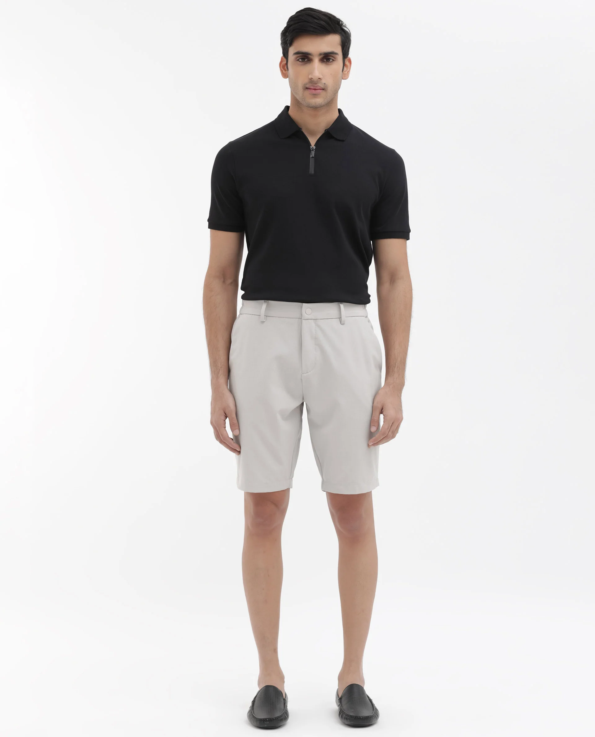 Rare Rabbit Men's Trip1 Light Beige Cotton Plain Relaxed Fit Shorts - Image 2