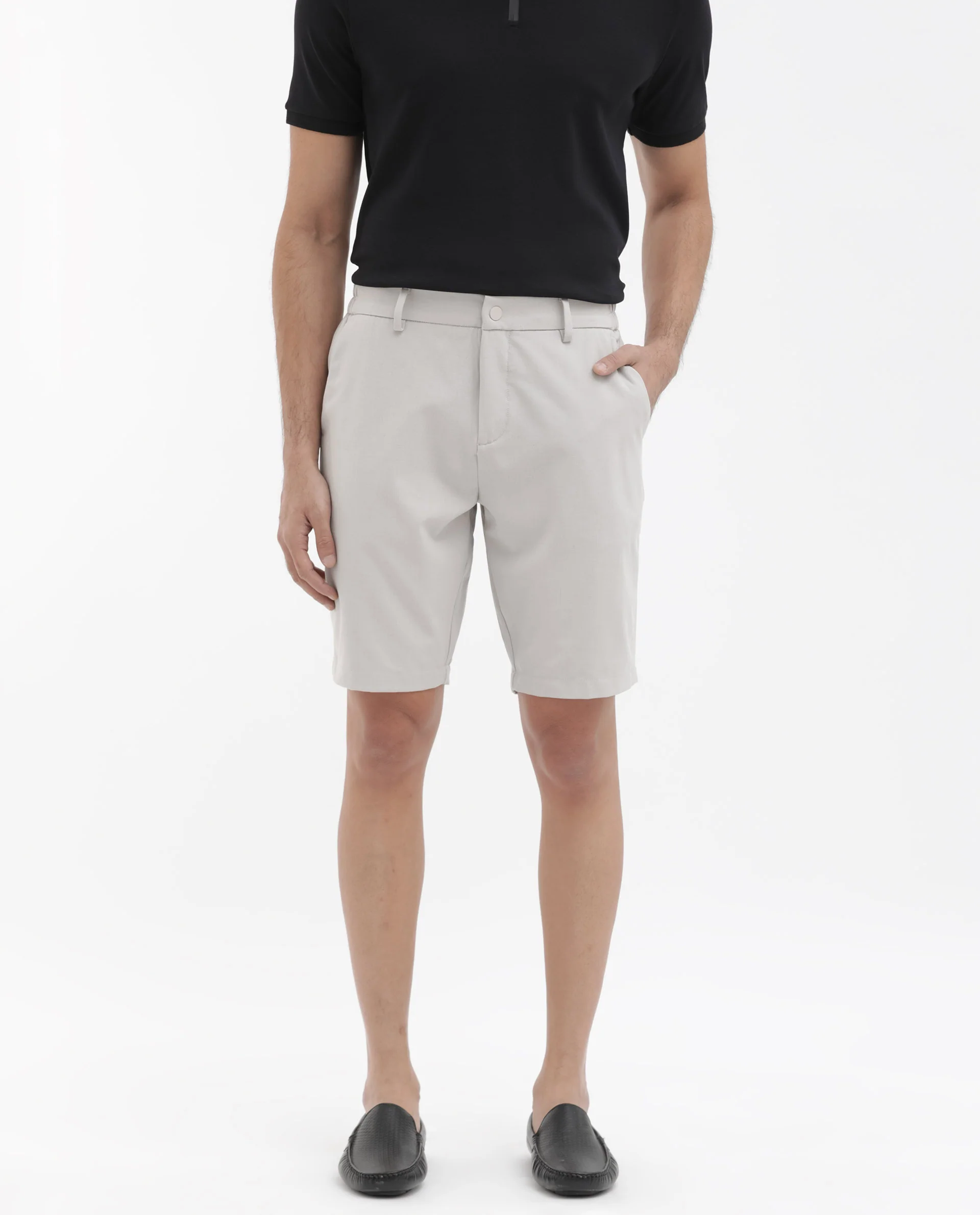 Rare Rabbit Men's Trip1 Light Beige Cotton Plain Relaxed Fit Shorts - Image 3