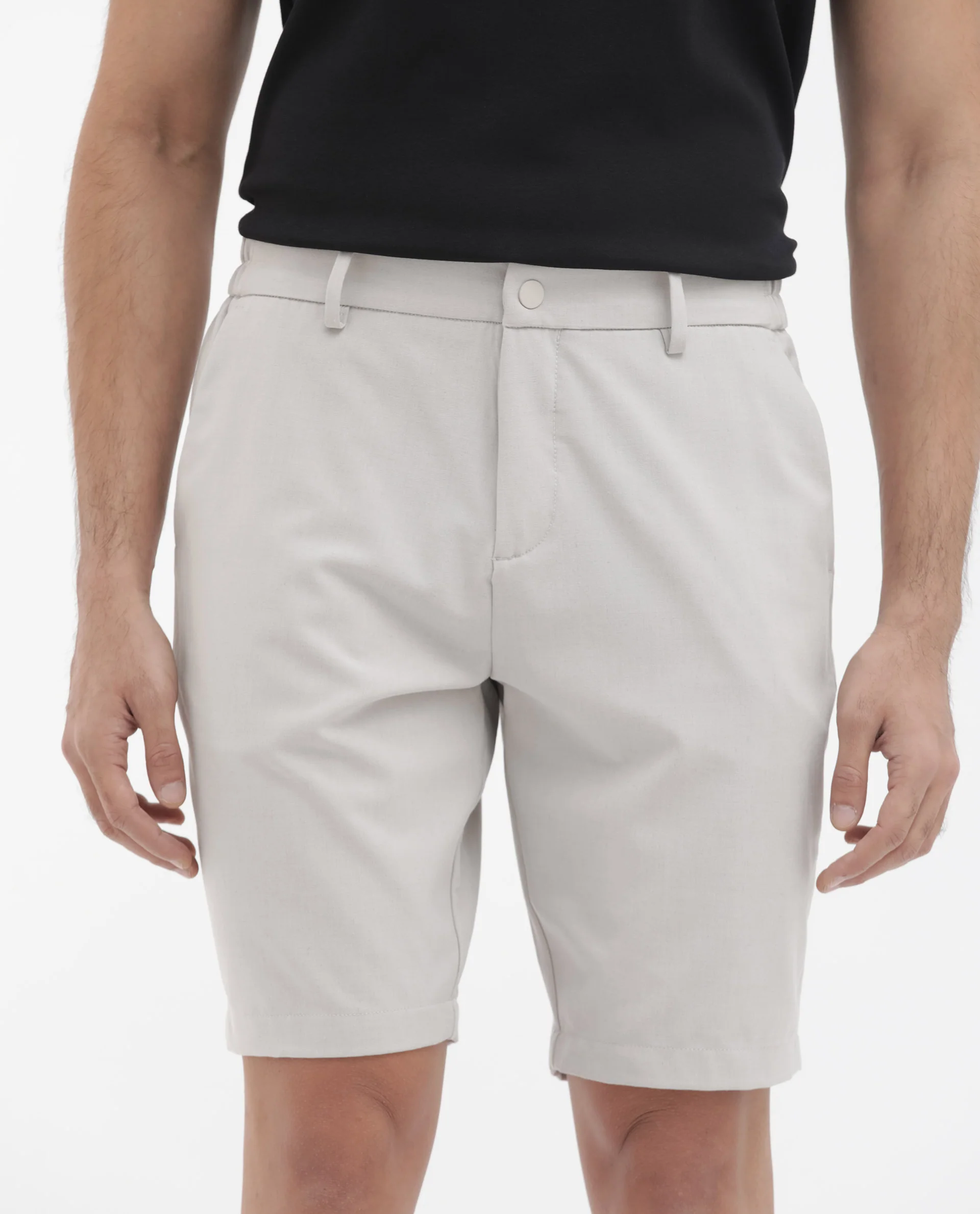 Rare Rabbit Men's Trip1 Light Beige Cotton Plain Relaxed Fit Shorts - Image 4