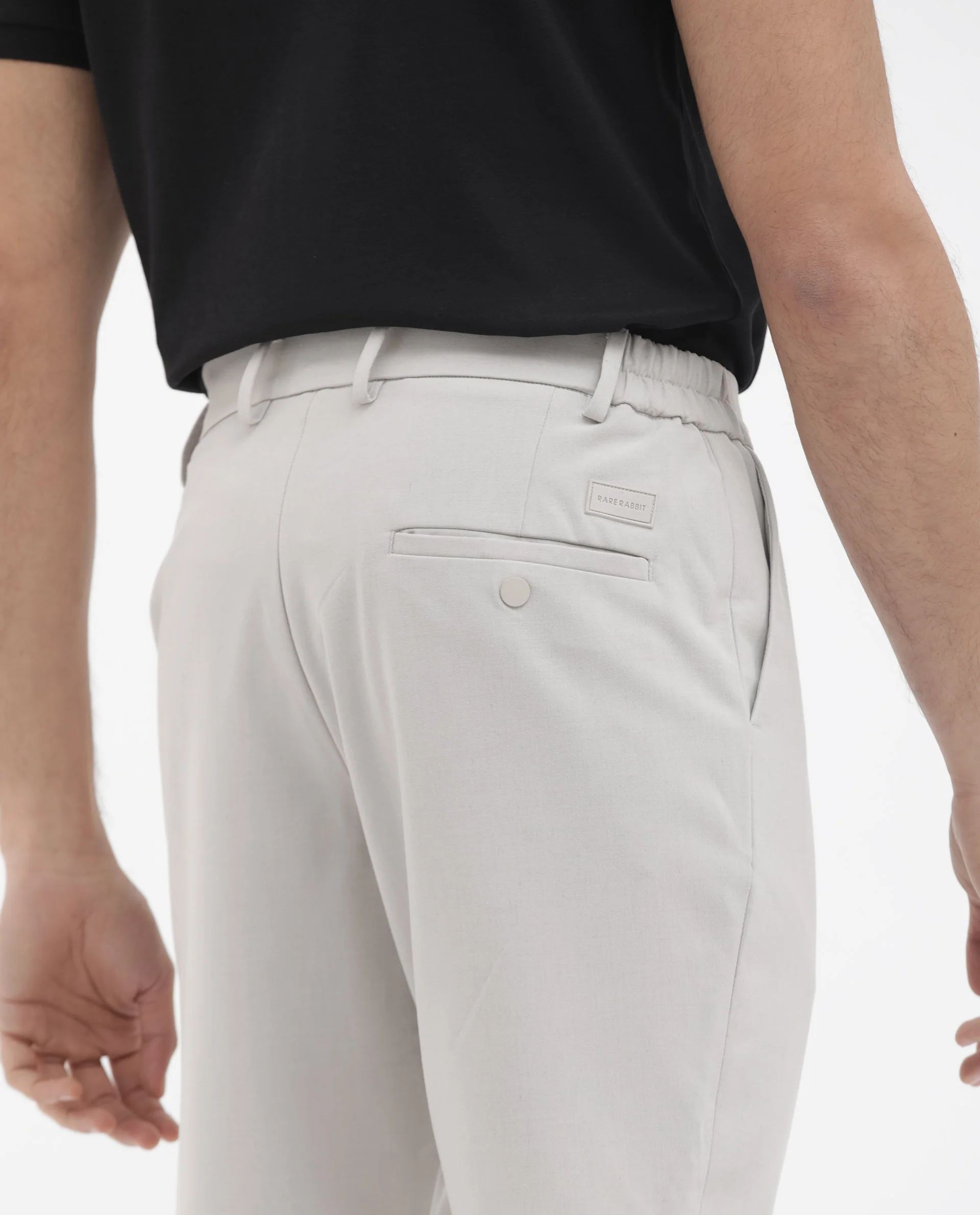 Rare Rabbit Men's Trip1 Light Beige Cotton Plain Relaxed Fit Shorts - Image 5