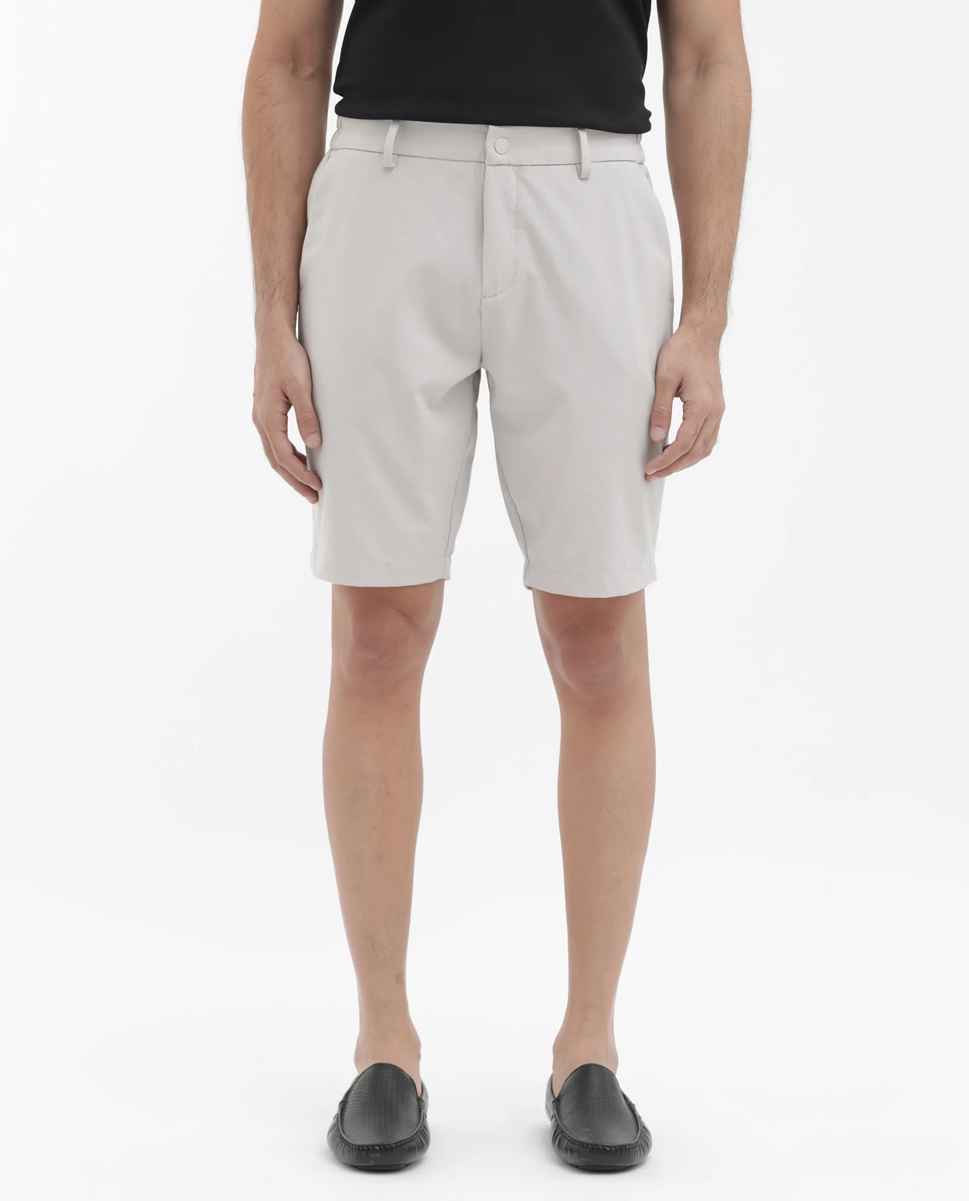 Rare Rabbit Men's Trip1 Light Beige Cotton Plain Relaxed Fit Shorts - Image 8
