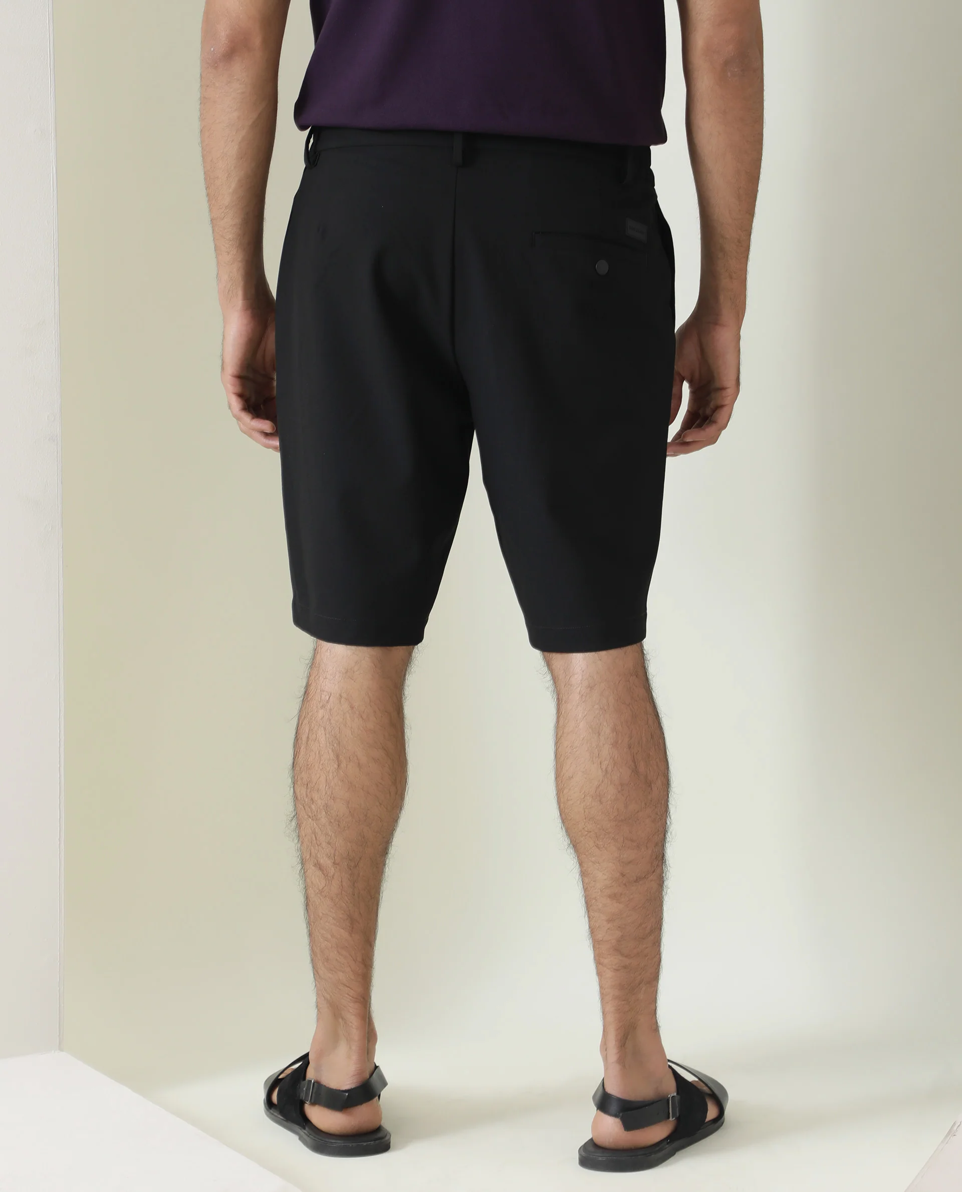Rare Rabbit Men's Trip Black Polyester Plain Relaxed Fit Shorts - Image 11
