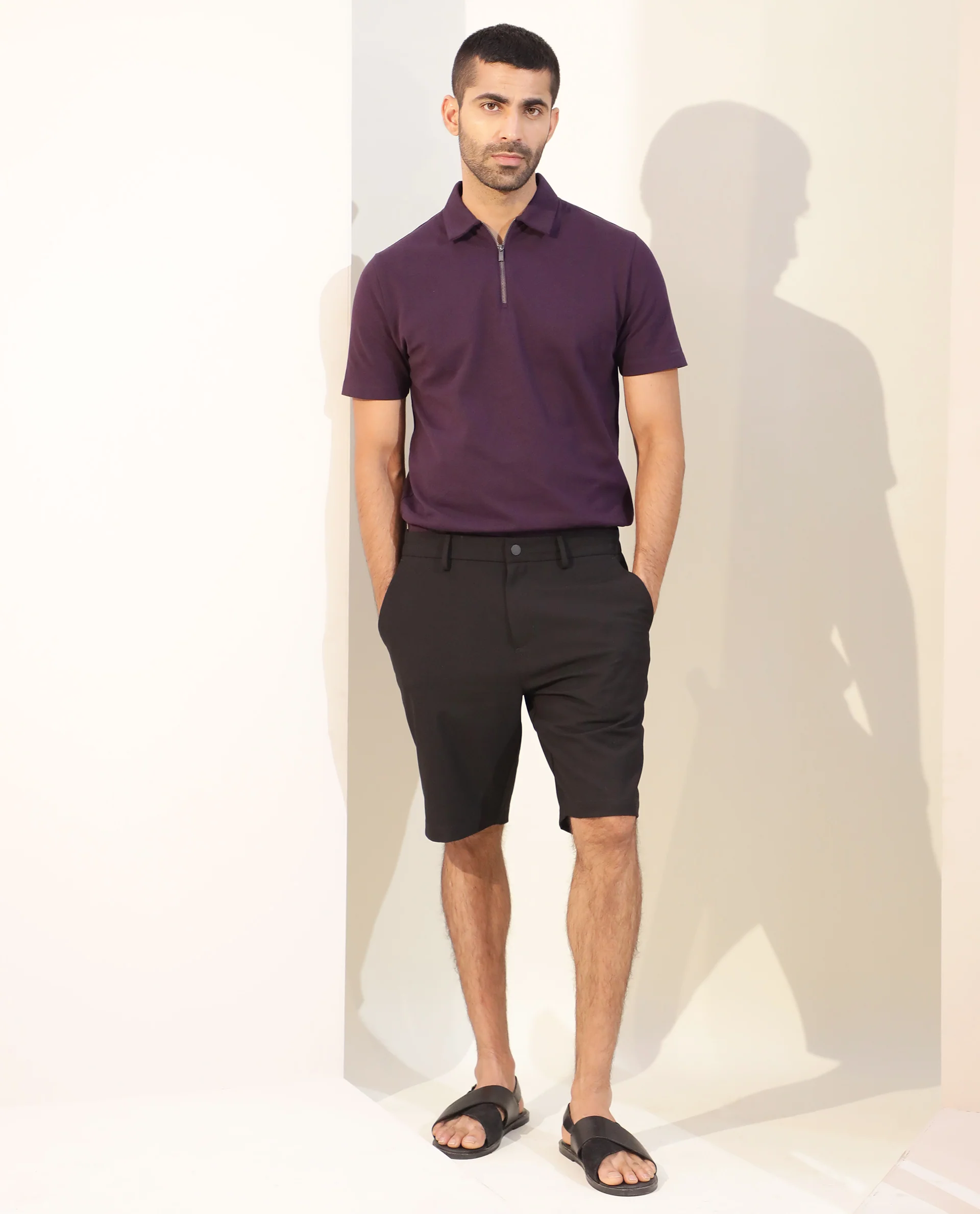 Rare Rabbit Men's Trip Black Polyester Plain Relaxed Fit Shorts - Image 4