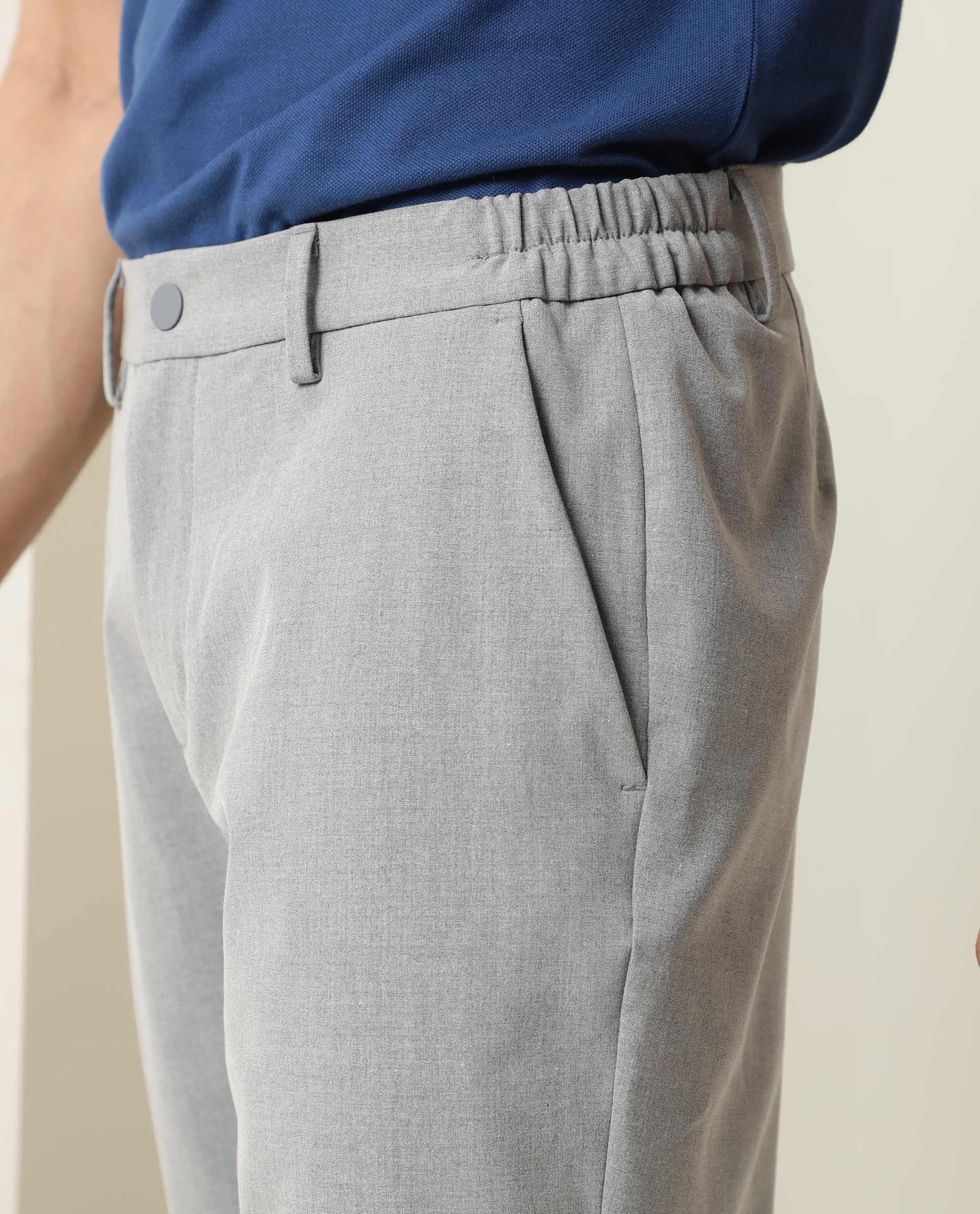 Rare Rabbit Men's Trip Grey Polyester Plain Regular Fit Shorts - Image 5