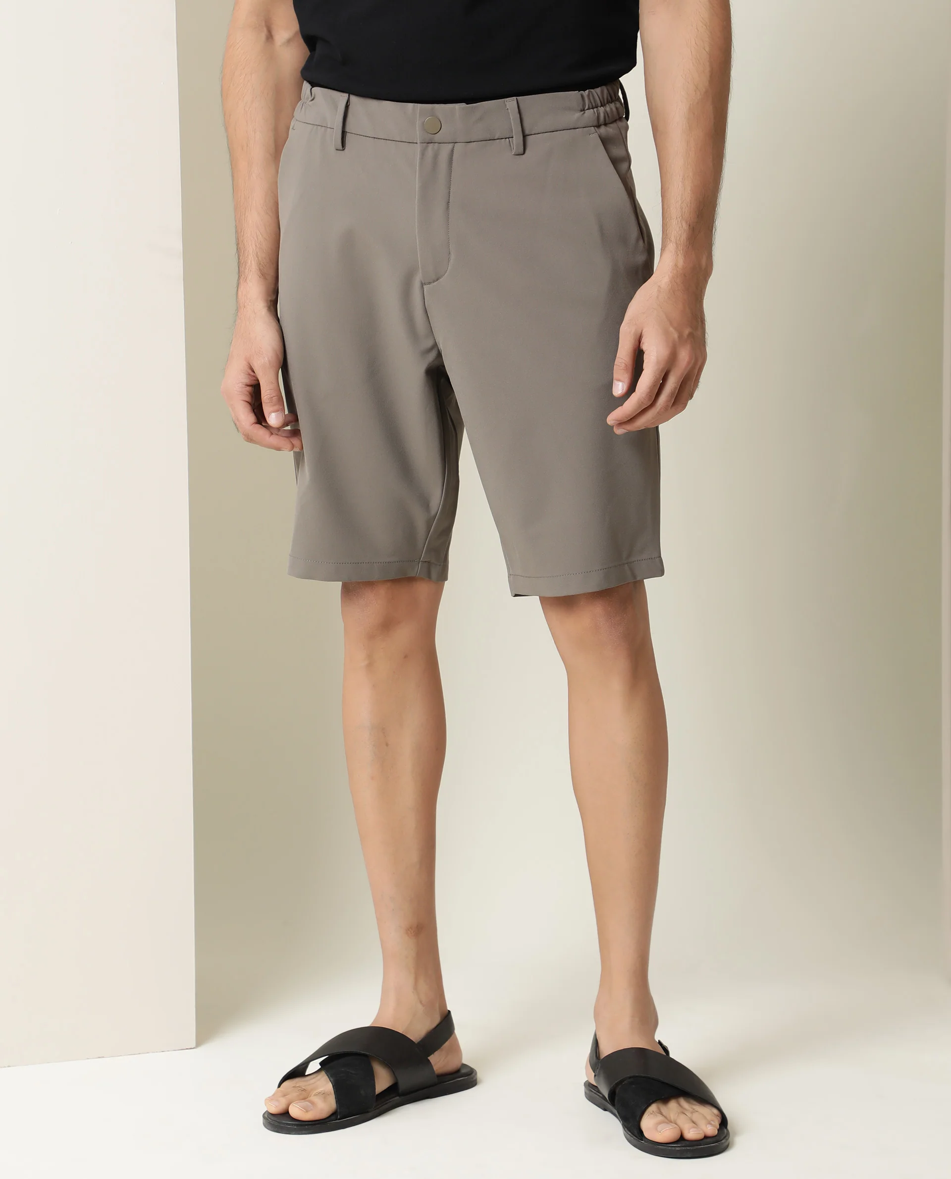 Rare Rabbit Men's Trip Khaki Polyester Plain Regular Fit Shorts - Image 2
