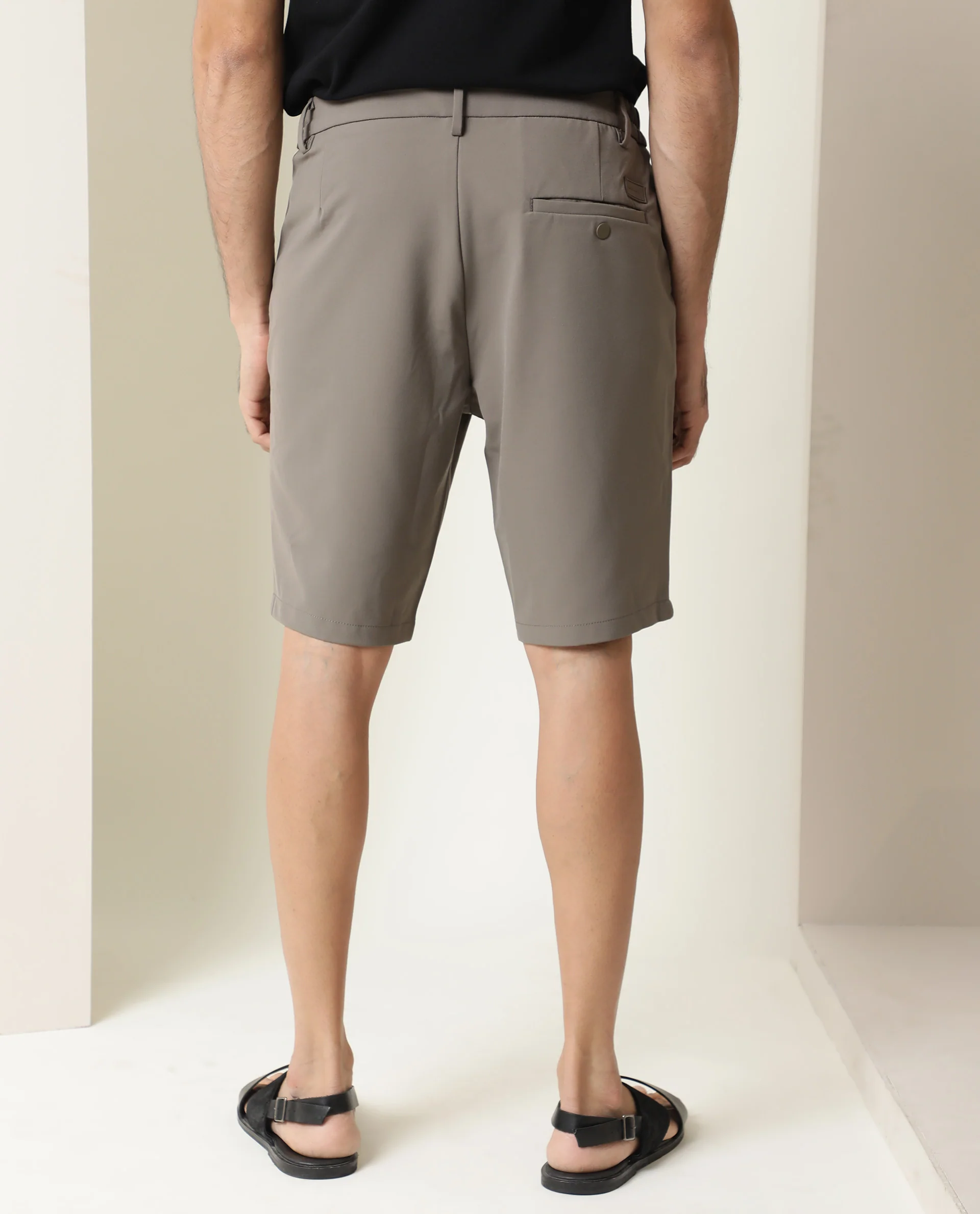 Rare Rabbit Men's Trip Khaki Polyester Plain Regular Fit Shorts - Image 6