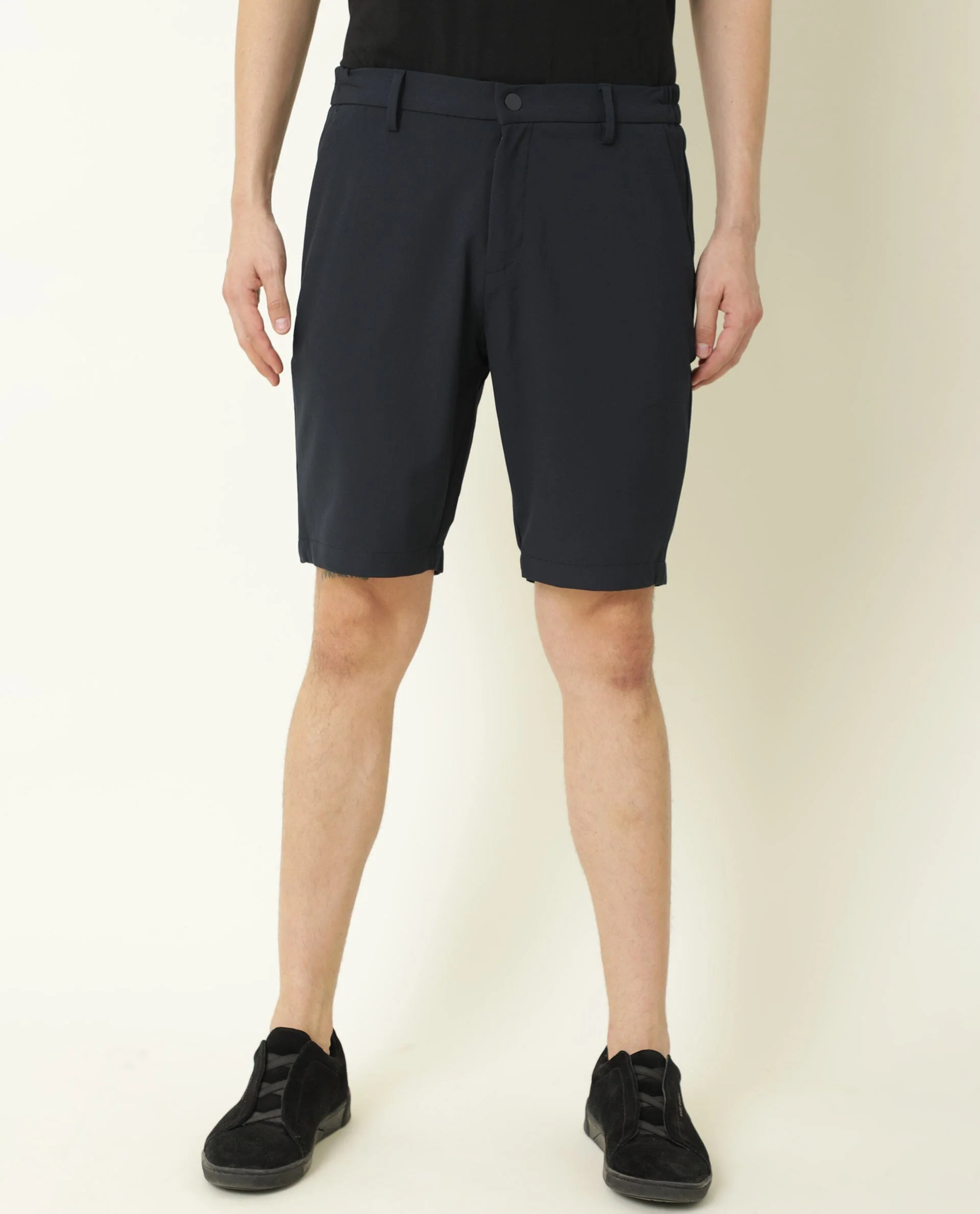 Rare Rabbit Men's Trip Navy Polyester Plain Relaxed Fit Shorts - Image 3