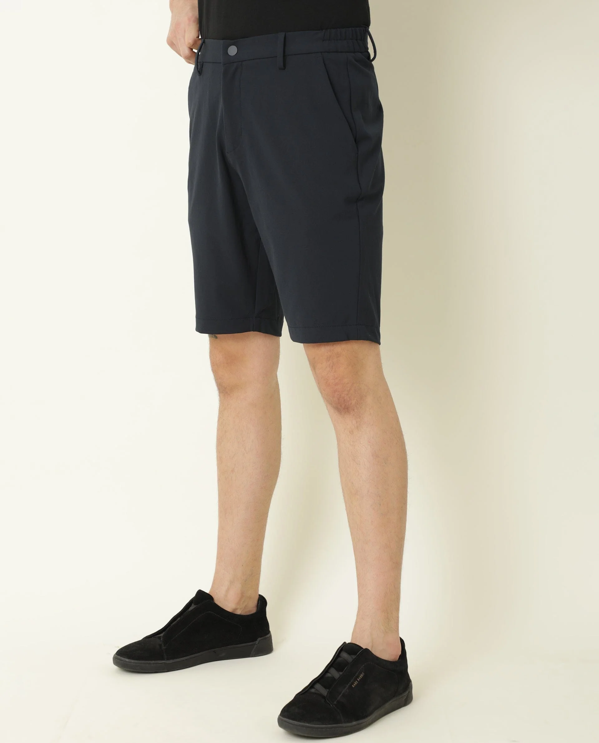 Rare Rabbit Men's Trip Navy Polyester Plain Relaxed Fit Shorts - Image 5