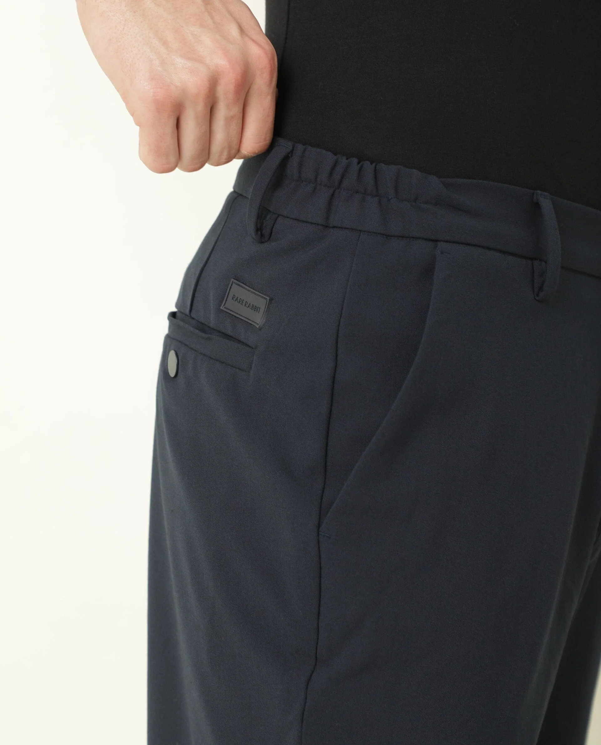 Rare Rabbit Men's Trip Navy Polyester Plain Relaxed Fit Shorts - Image 7