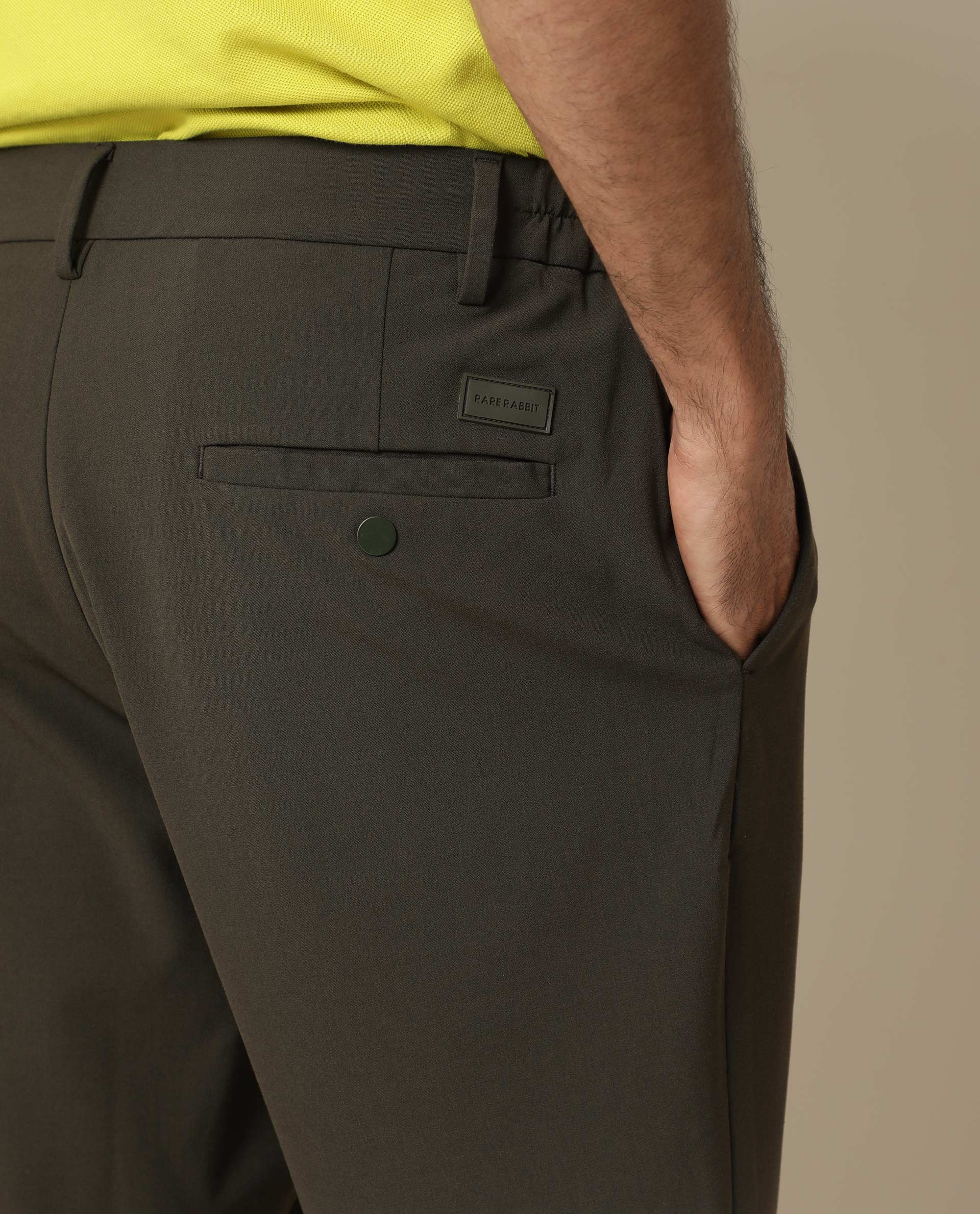 Rare Rabbit Men's Trip Olive Polyester Plain Regular Fit Shorts - Image 4