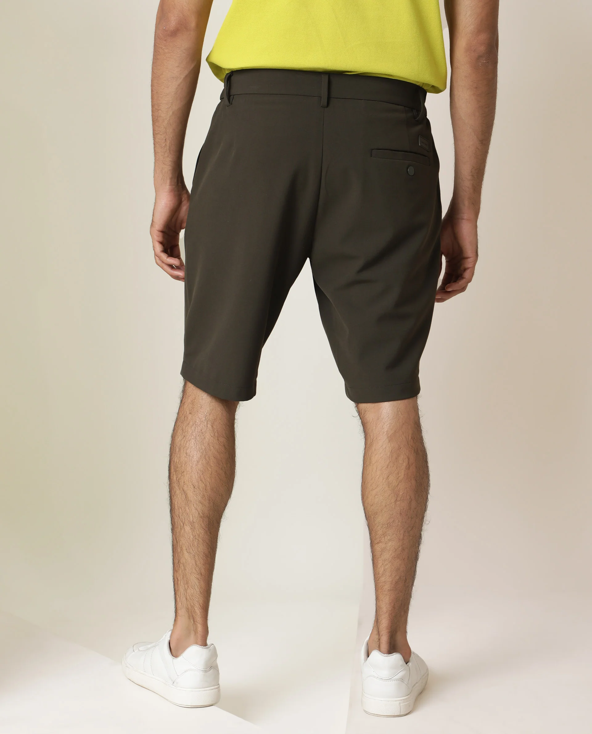 Rare Rabbit Men's Trip Olive Polyester Plain Regular Fit Shorts - Image 6