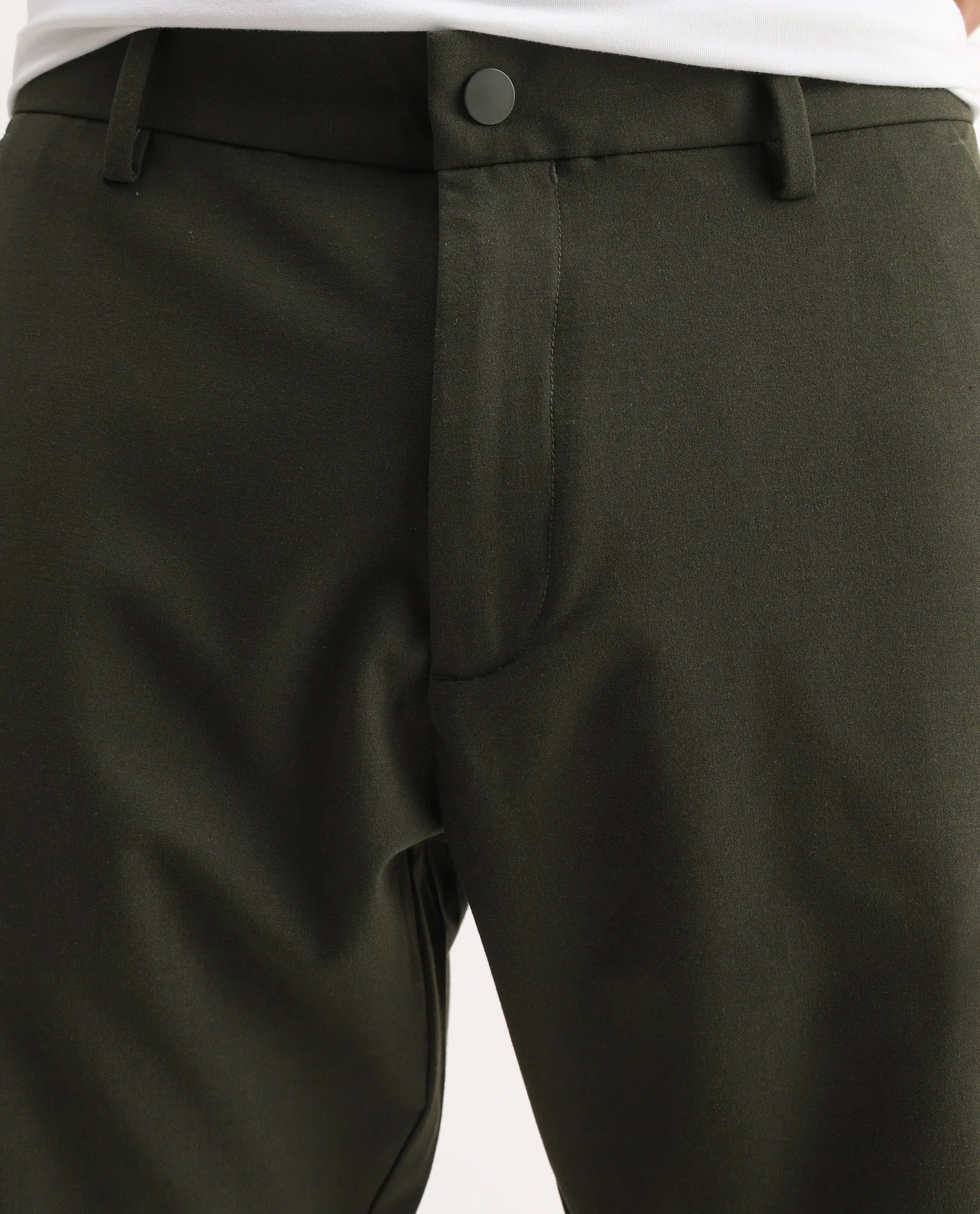 Rare Rabbit Men Tripco-Aw25 Dark Green Polyester Blend Plain Relaxed Fit Shorts - Image 3