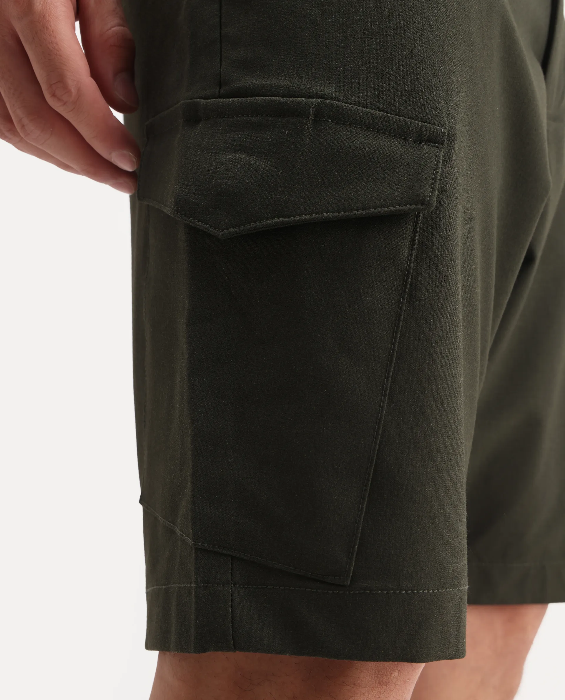 Rare Rabbit Men Tripco-Aw25 Dark Green Polyester Blend Plain Relaxed Fit Shorts - Image 4