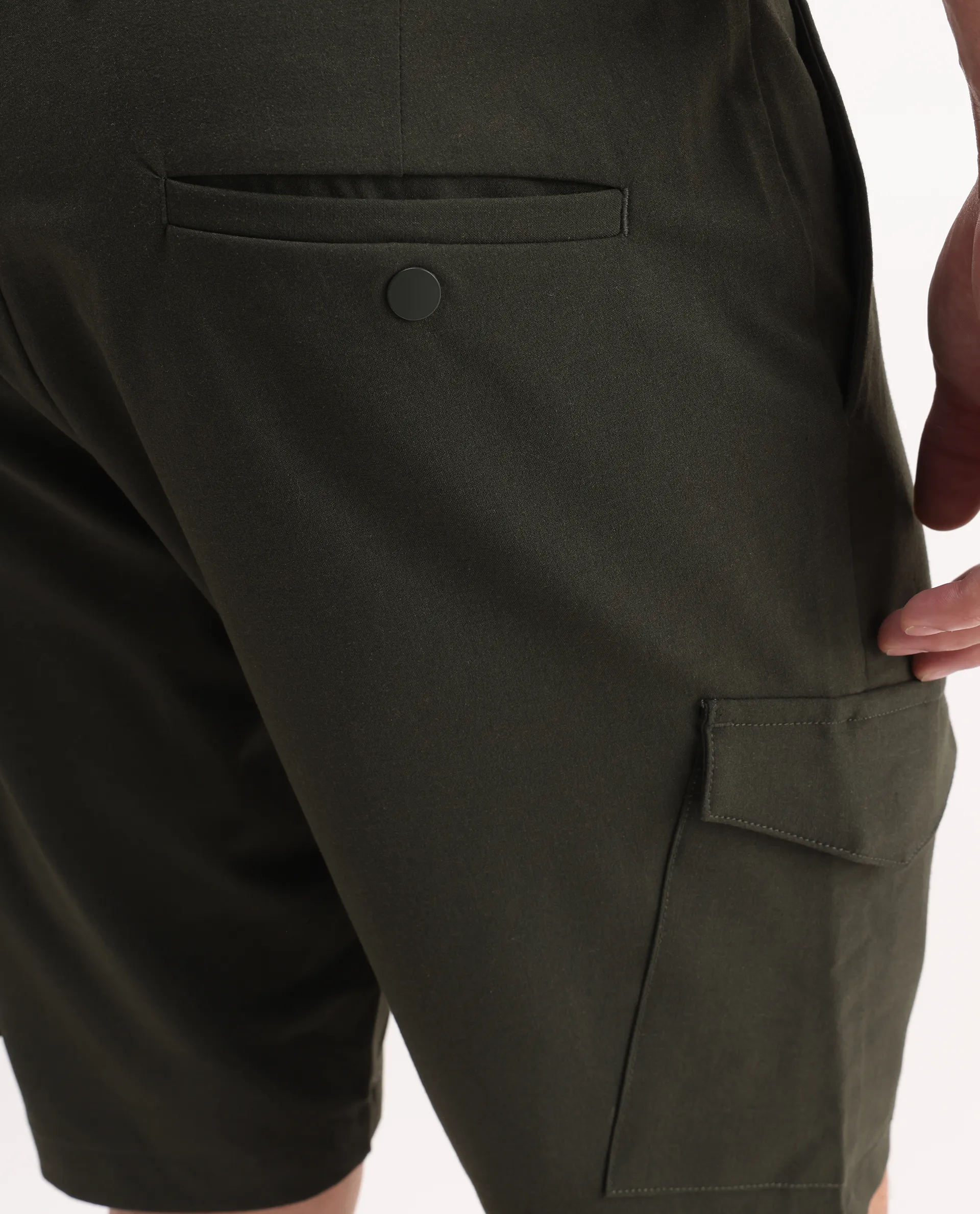 Rare Rabbit Men Tripco-Aw25 Dark Green Polyester Blend Plain Relaxed Fit Shorts - Image 5
