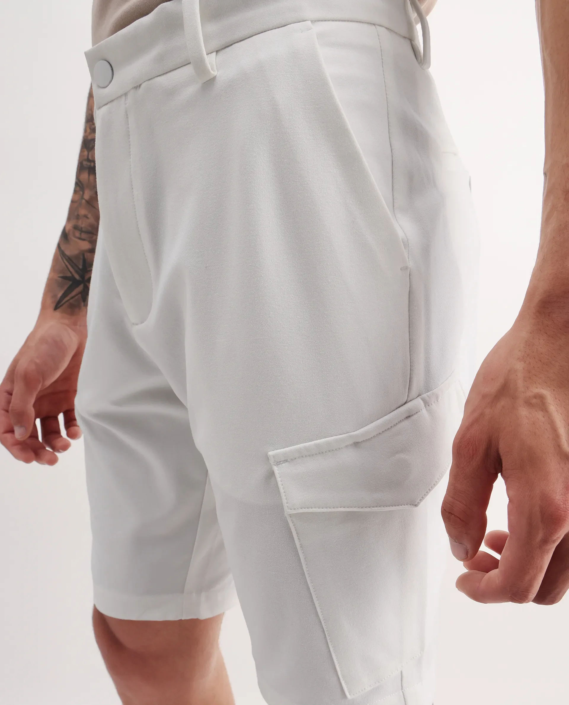 Rare Rabbit Men's Tripco-Aw25 White Polyester Blend Plain Relaxed Fit Shorts - Image 6