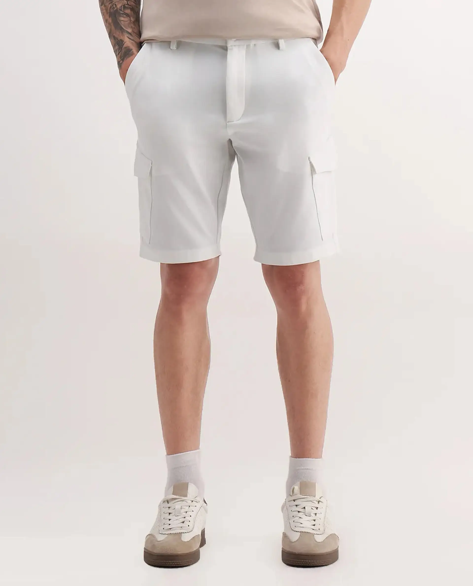 Rare Rabbit Men's Tripco-Aw25 White Polyester Blend Plain Relaxed Fit Shorts - Image 8