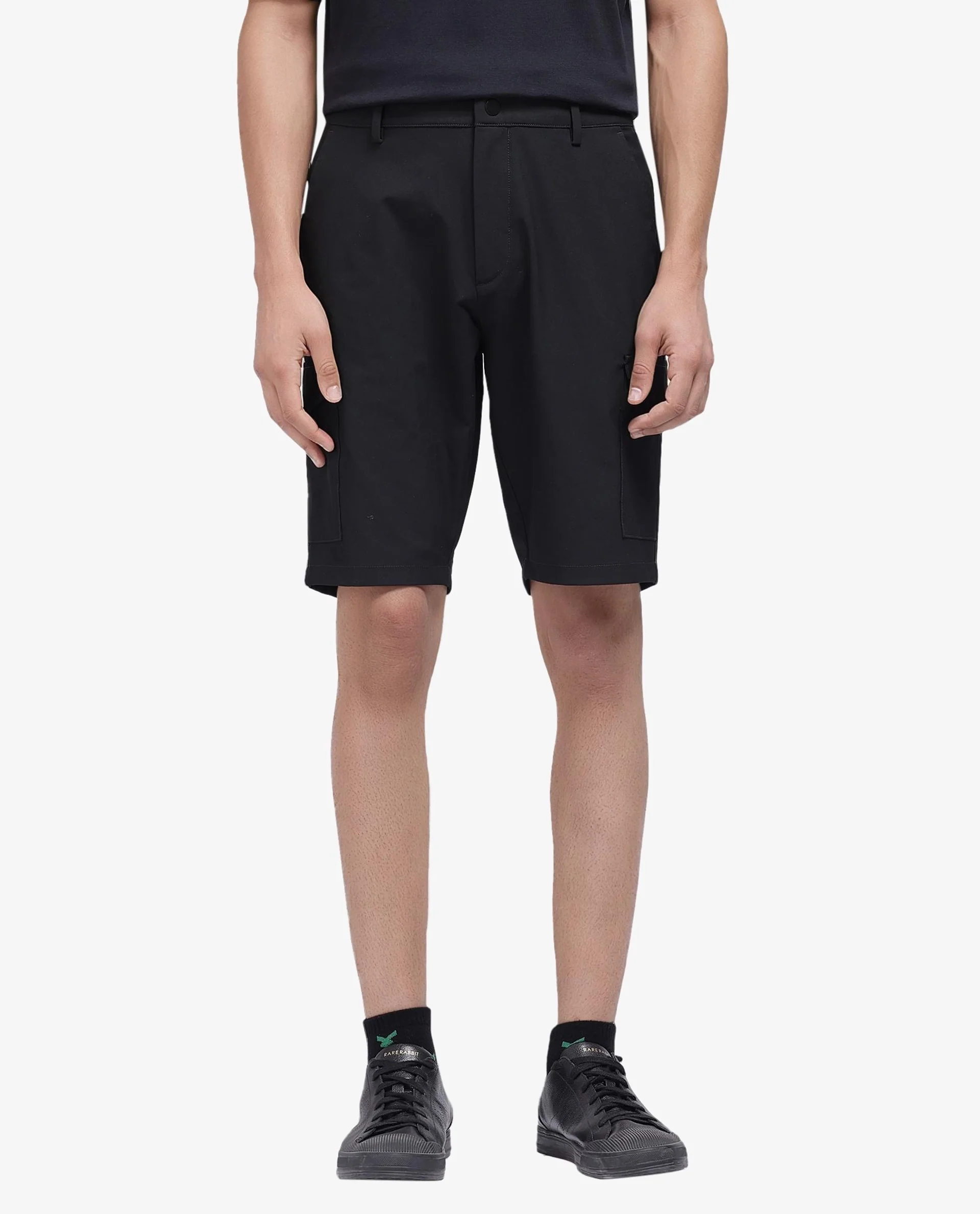 Rare Rabbit Men's Tripco Black Polyester Blend Plain Relaxed Fit Shorts - Image 2