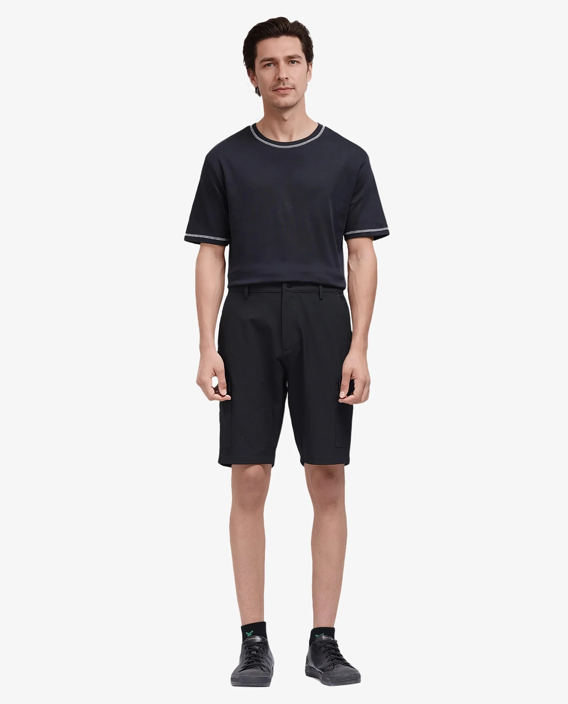 Rare Rabbit Men's Tripco Black Polyester Blend Plain Relaxed Fit Shorts - Image 3