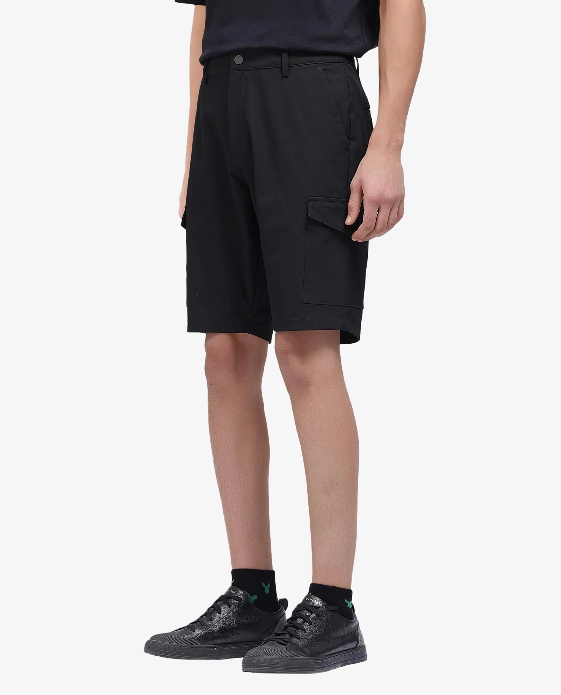 Rare Rabbit Men's Tripco Black Polyester Blend Plain Relaxed Fit Shorts - Image 5