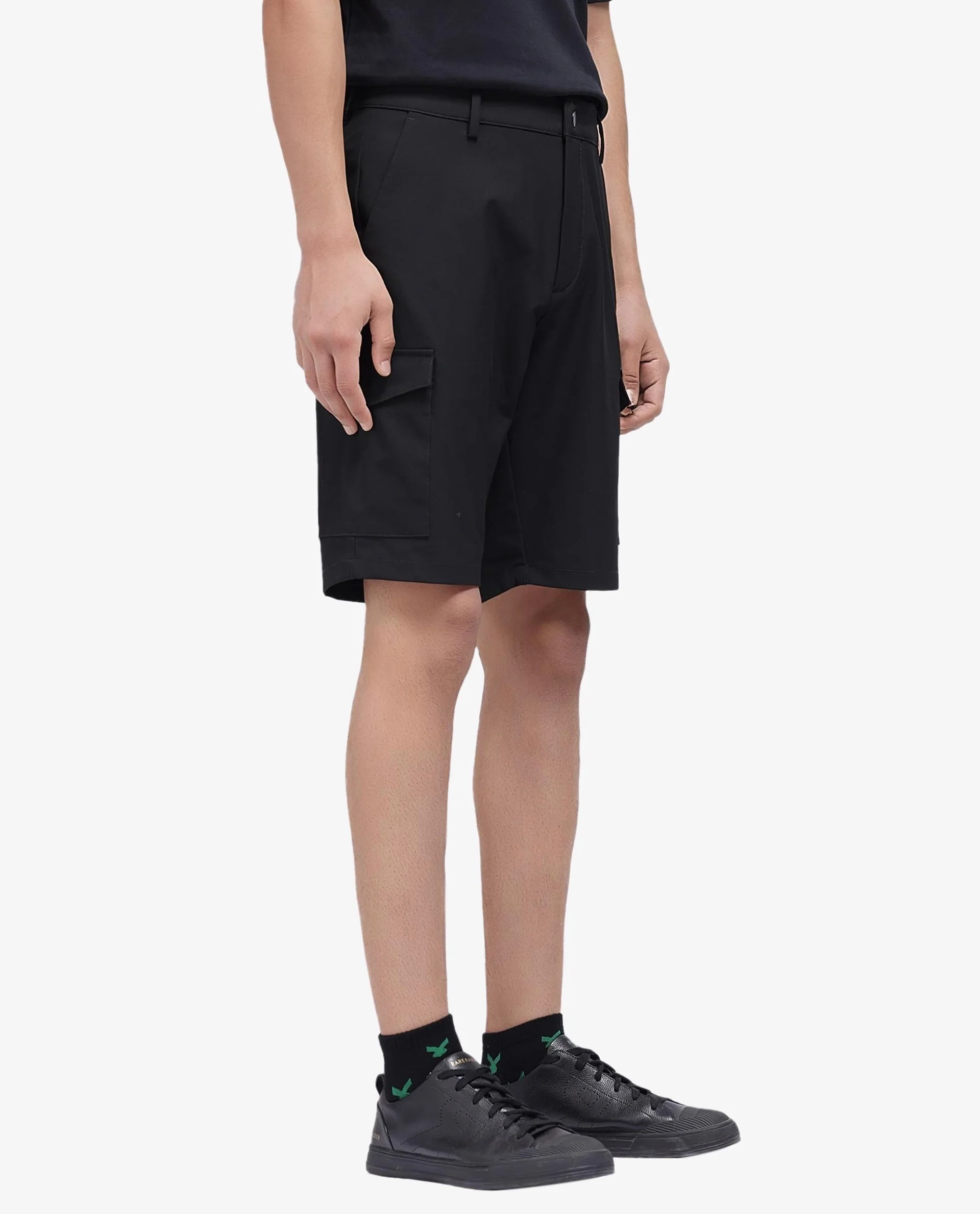 Rare Rabbit Men's Tripco Black Polyester Blend Plain Relaxed Fit Shorts - Image 6