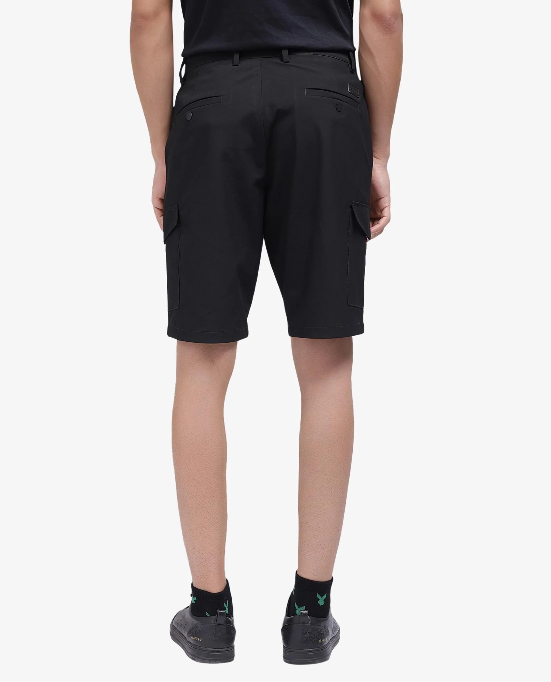 Rare Rabbit Men's Tripco Black Polyester Blend Plain Relaxed Fit Shorts - Image 9