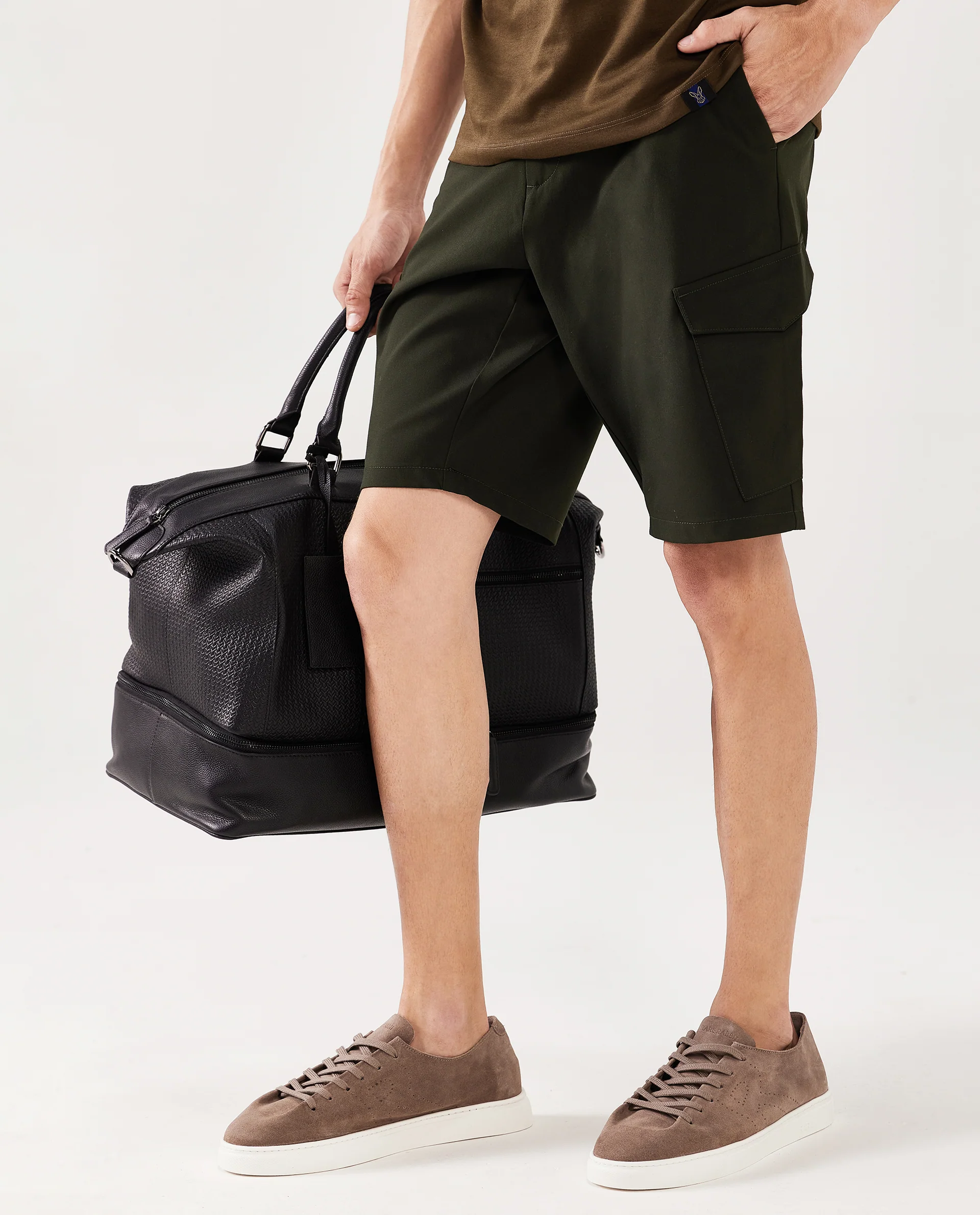 Rare Rabbit Men's Tripco Olive Polyester Blend Plain Relaxed Fit Shorts - Image 10