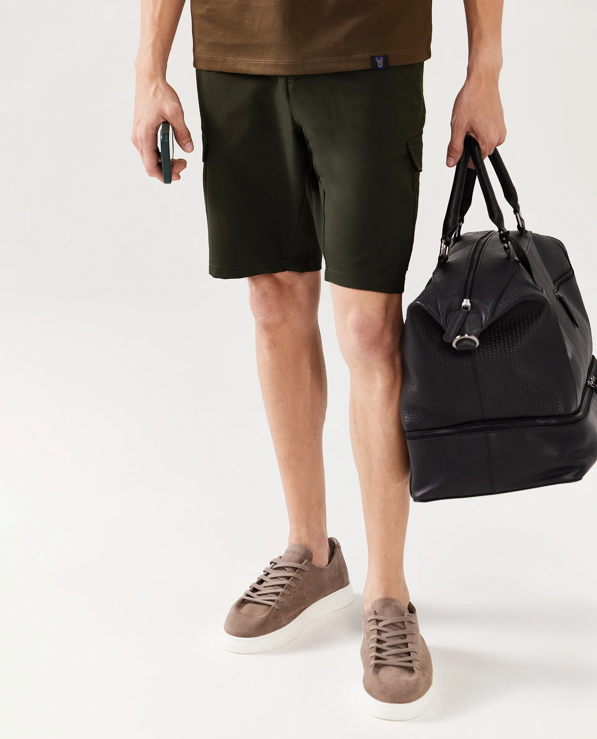 Rare Rabbit Men's Tripco Olive Polyester Blend Plain Relaxed Fit Shorts - Image 3