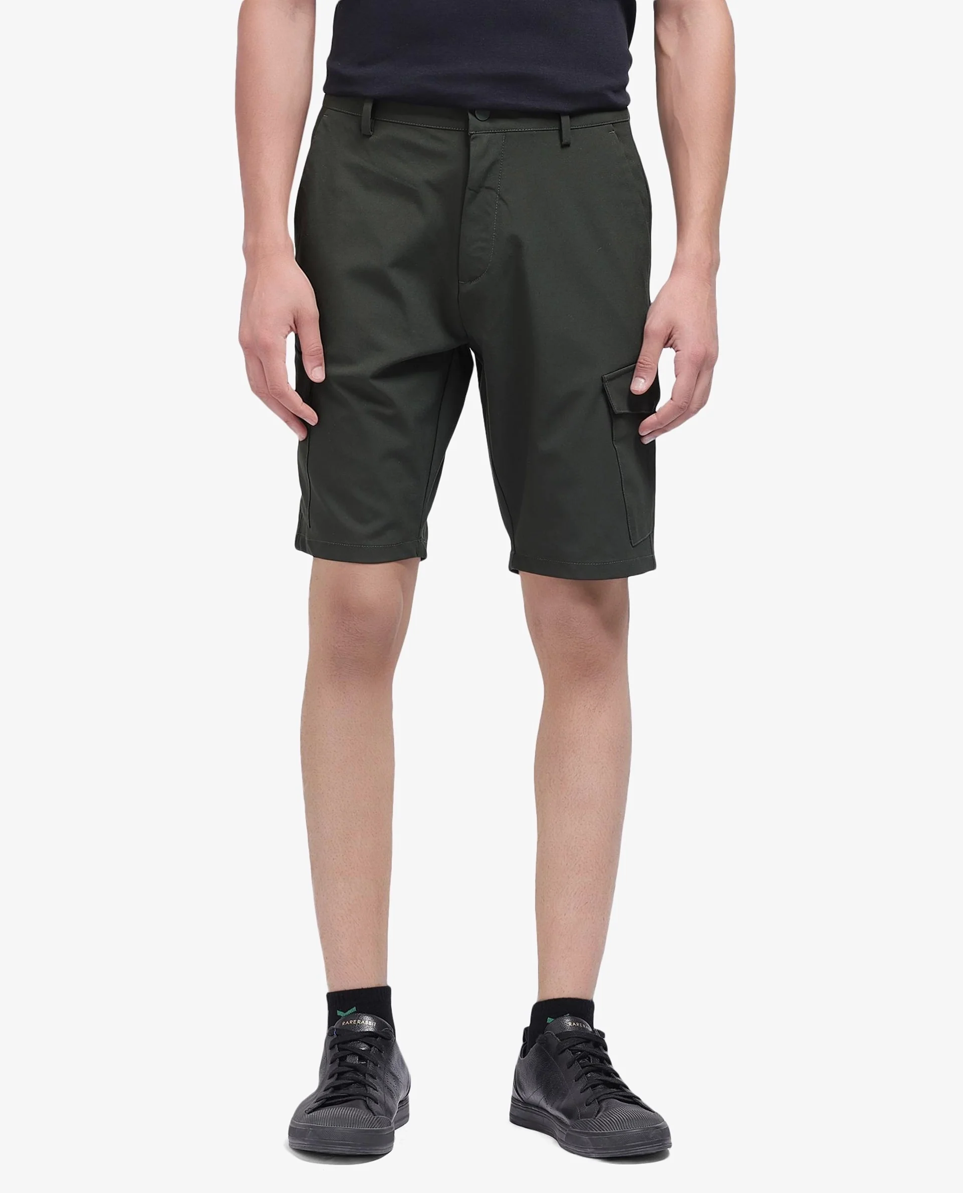 Rare Rabbit Men's Tripco Olive Polyester Blend Plain Relaxed Fit Shorts - Image 4