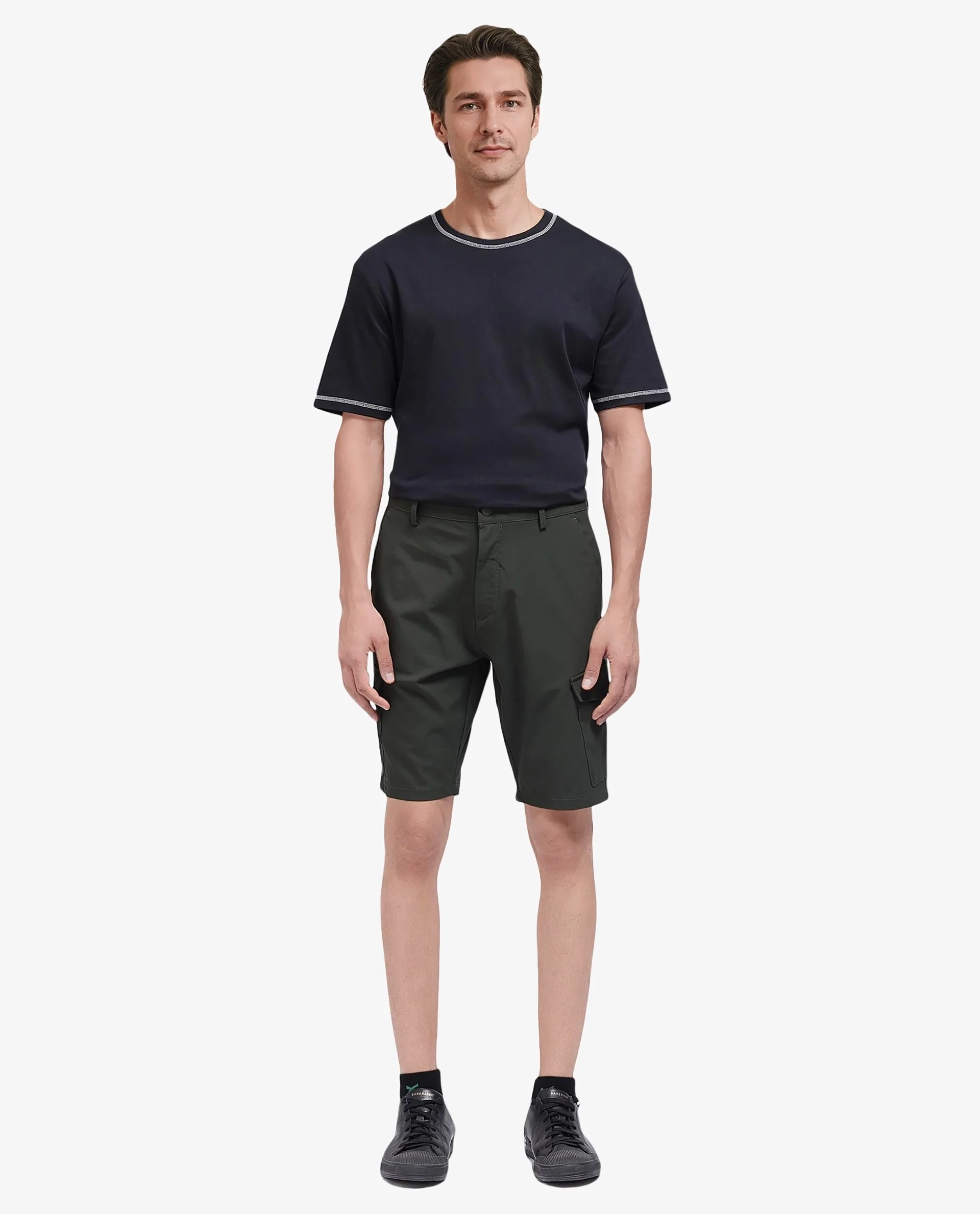 Rare Rabbit Men's Tripco Olive Polyester Blend Plain Relaxed Fit Shorts - Image 5