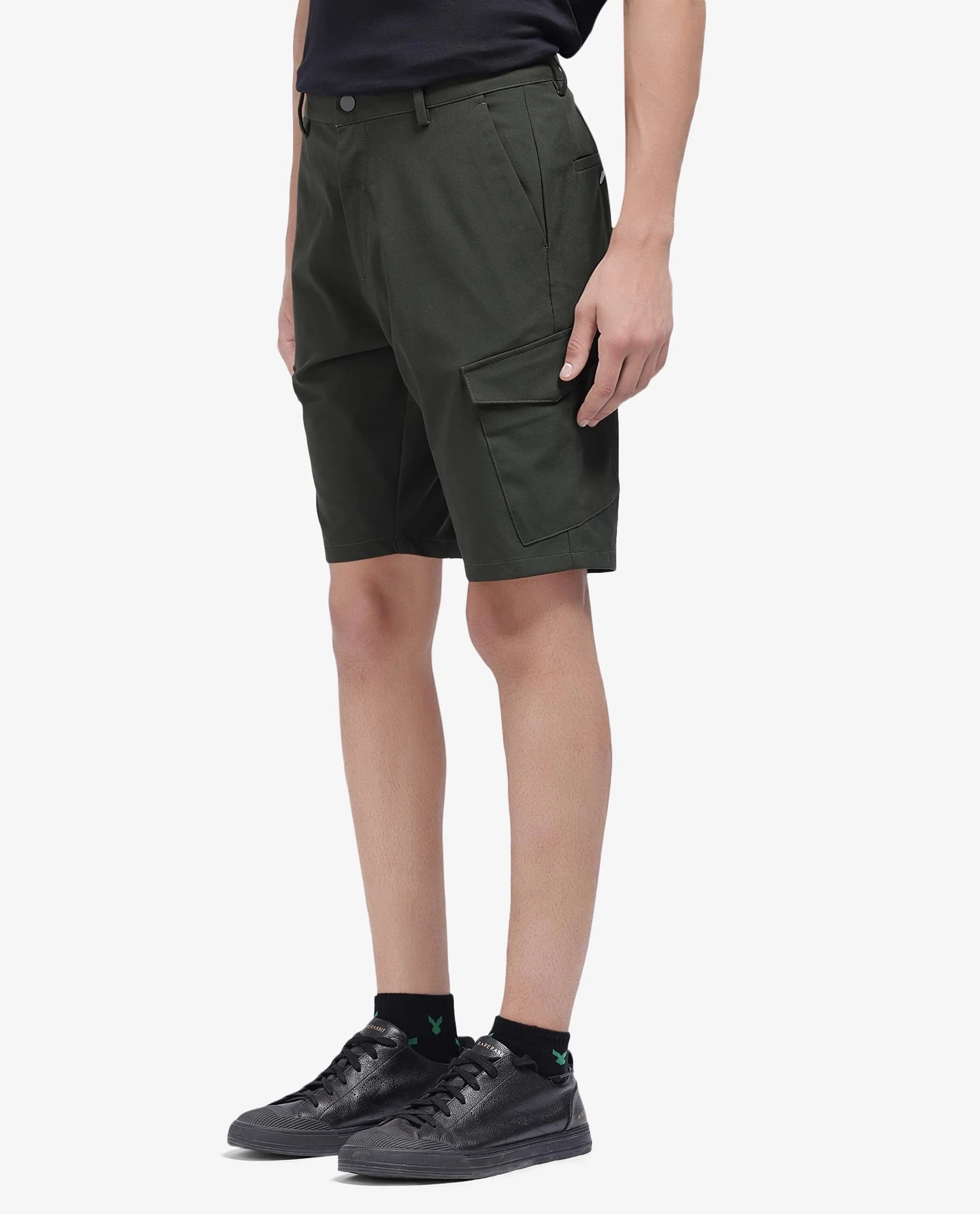 Rare Rabbit Men's Tripco Olive Polyester Blend Plain Relaxed Fit Shorts - Image 6