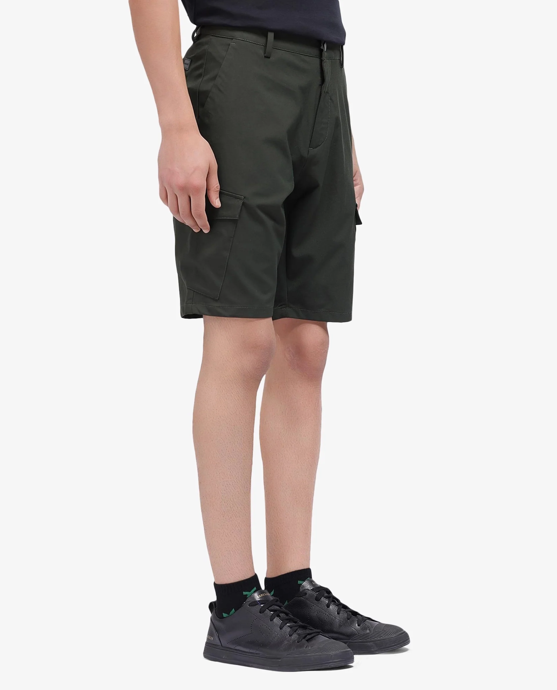 Rare Rabbit Men's Tripco Olive Polyester Blend Plain Relaxed Fit Shorts - Image 7